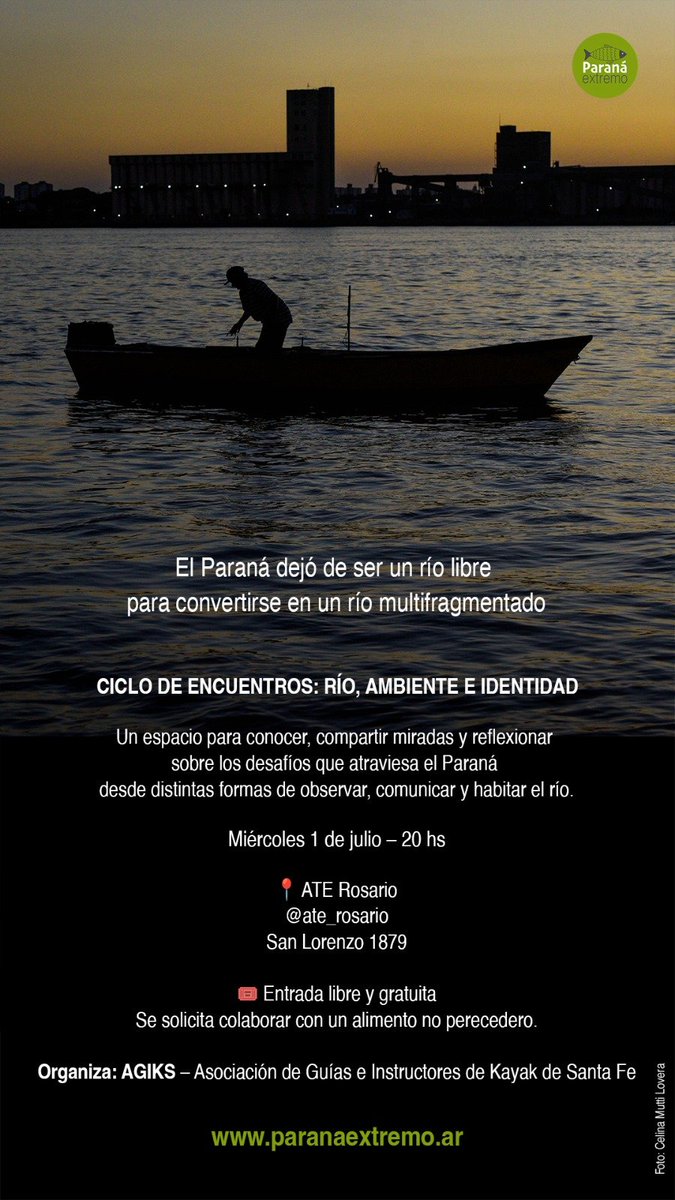 jorgelahiba's tweet photo. Mañana miércoles con @celinamuttilove presentamos https://t.co/1XoQdpYugf en ATE Rosario (San Lorenzo 1879) desde las 20. Nos invitan los grosos de los kayakistas. Vamos a hablar del río, de la "hidrovía", de la costa rosarina y del valor inigualable de vivir sobre el Paraná https://t.co/MSHJL44w2J