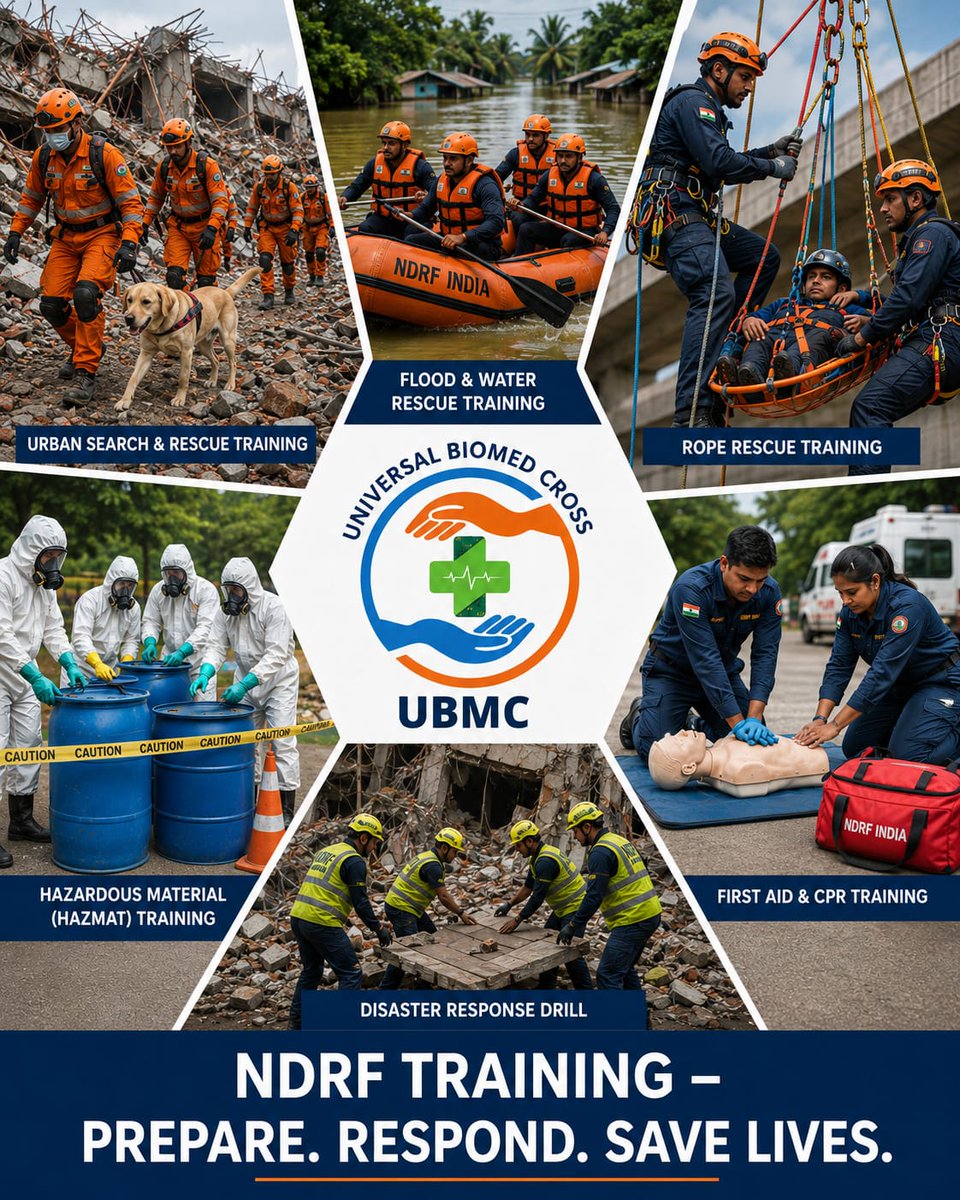 UBMCinfo's tweet photo. ✨Join the Expert Training Program by @UBMCinfo  &amp; NDRF to gain practical insights into #disaster #preparedness, #healthcare #emergency response, #disaster risk reduction, and #rescue coordination.

📅 02 July 2026 
 📍 @AP_MedTechZone  

Register 👉 https://t.co/AsEoGQqbfK https://t.co/Mu6Vyp6Pd6