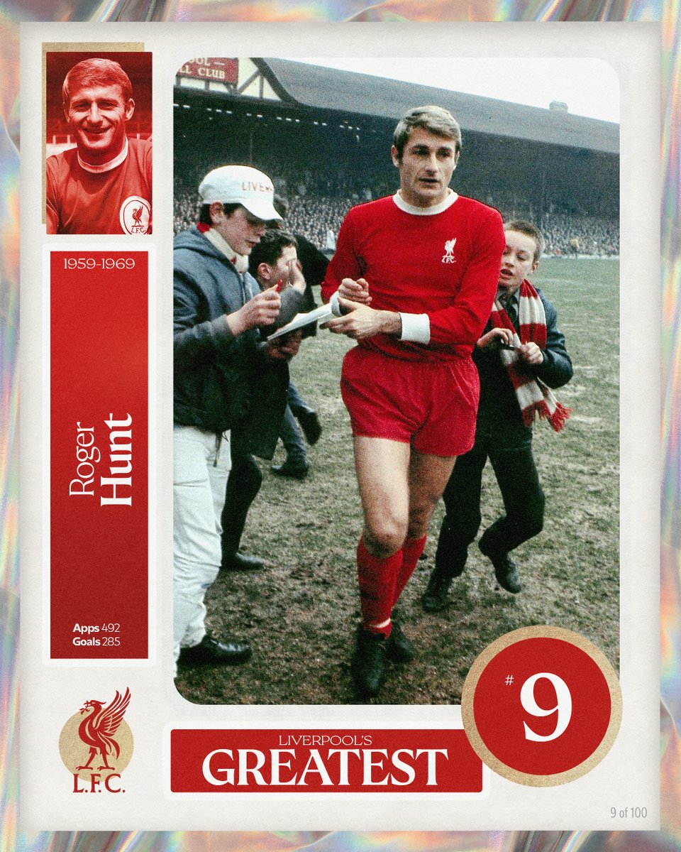 LFC's tweet photo. Liverpool's Greatest - No.9: Roger Hunt ❤️