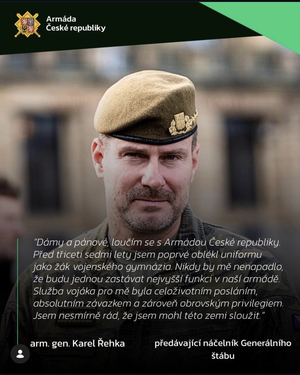 MatejMarek_nov's tweet photo. Historie bude na @karel_rehka vzpomínat jako na slušného a velmi schopného člověka, který si raději zvolil říkat nepopulární pravdy než osobní prospěch, a na jehož celkové působení v AČR můžeme být hrdí.

Děkuji za službu ČR 🇨🇿 https://t.co/shVHWcXa3x