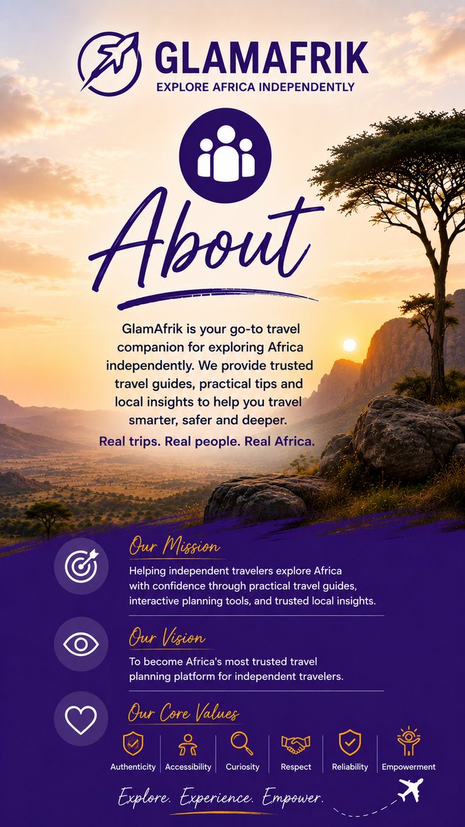 glamafrik's tweet photo. 🌍 Welcome to GlamAfrik!
Helping independent travelers explore with confidence using practical travel guides, interactive planning tools trusted local tools.
Planning a Safari, backpacking on budget or discovering hidden gems across Africa?  travel smarter.
#ExploreAfrica #Budget https://t.co/DkaphhWF0M
