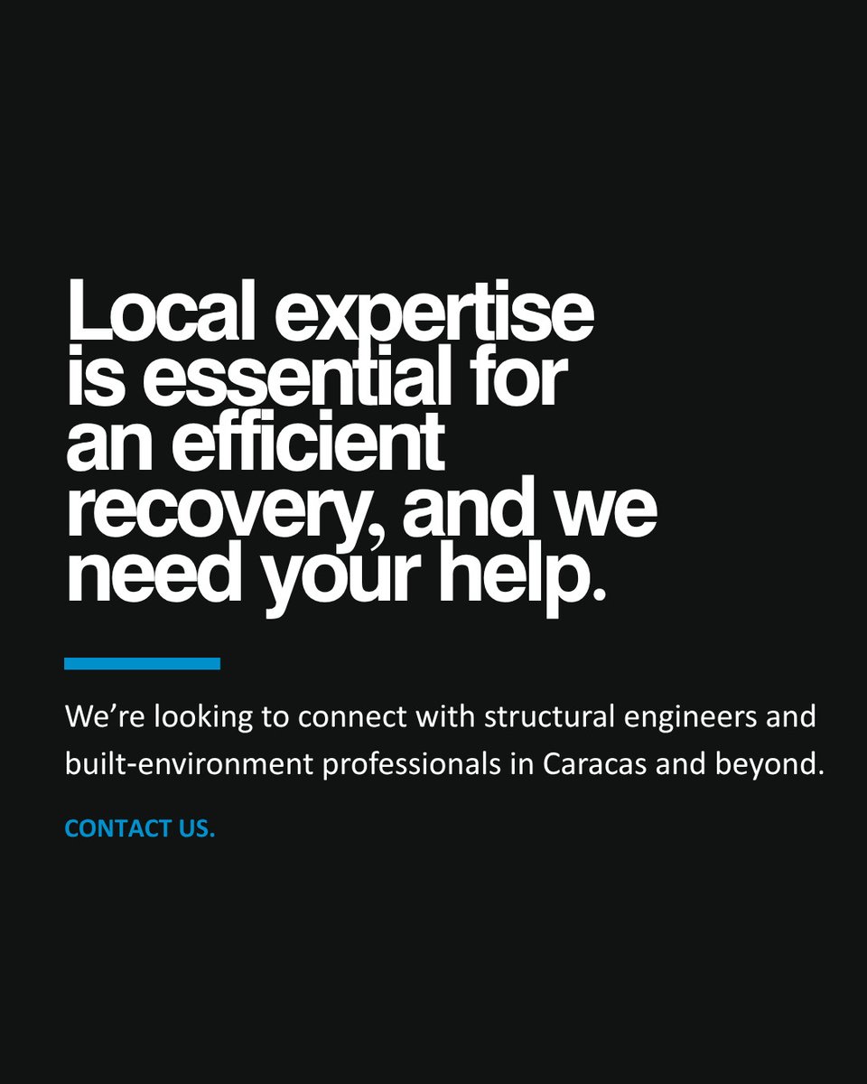 KitMiyamoto's tweet photo. At @miyamotointl, we’re looking to connect with structural engineers and built‑environment professionals in Caracas and beyond. Local expertise is essential for recovery.

If that's you, email us at communications@miyamotointernational.com

#VenezuelaEarthquake #DisasterResponse https://t.co/e3A51g9Kk3