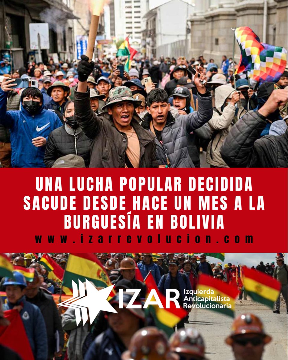 IZAR_Rev's tweet photo. 📰 ARTÍCULO | UNA LUCHA POPULAR DECIDIDA SACUDE A LA BURGUESÍA EN BOLIVIA

«Ni la REPRESIÓN ni las negociaciones, que las bases del sindicato COB han rechazado, han logrado controlar un MOVIMIENTO PODEROSO con HUELGAS, OCUPACIONES Y BLOQUEOS»

📎 https://t.co/O3zrthBiVX https://t.co/pNGlpfch0P