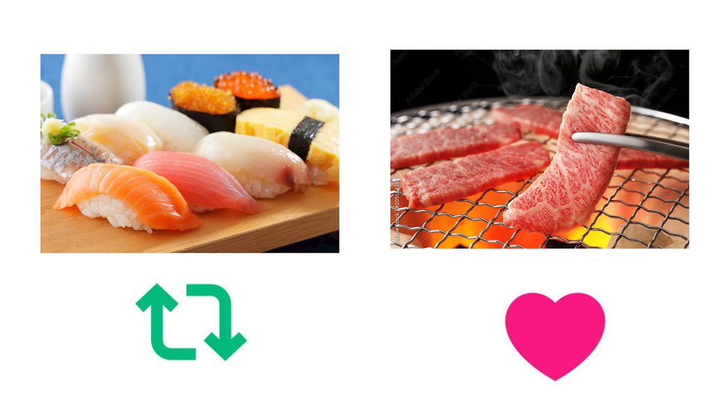 Q0S_Rimu's tweet photo. 究極の2択です。寿司と焼肉ならどっちが好き？ https://t.co/U364VnM8xj