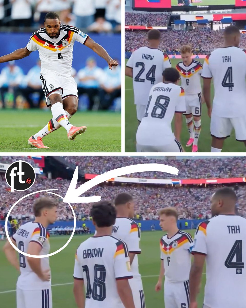 Footballtweet's tweet photo. 🇩🇪🇵🇾 During the Germany-Paraguay penalty shootout, with the score at 3-3, Joshua Kimmich asked Leon Goretzka twice if he was willing to take Germany's sixth penalty - the kick that ultimately proved decisive.

Goretzka 𝗗𝗘𝗖𝗟𝗜𝗡𝗘𝗗 both times.

Waldemar Anton, Nathaniel Brown and Malick Thiaw also refused.

Instead, Jonathan Tah bravely stepped up to take the first penalty of his professional career. 

He 𝗠𝗜𝗦𝗦𝗘𝗗.

You should never criticise the player who accepts the responsibility when others won't. That's why we shouldn't blame Tah for missing the decisive spot-kick.

Criticism should be directed at those who refused to take it, despite their experience.