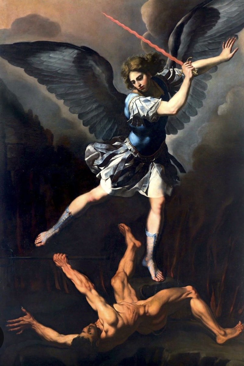 thattradgal's tweet photo. St. Michael the Archangel, 
defend us in battle. 
Be our defense against the wickedness and snares of the Devil. 
May God rebuke him, we humbly pray, 
and do thou, 
O Prince of the heavenly hosts, 
by the power of God, 
thrust into hell Satan, 
and all the evil spirits, 
who prowl about the world 
seeking the ruin of souls. Amen.