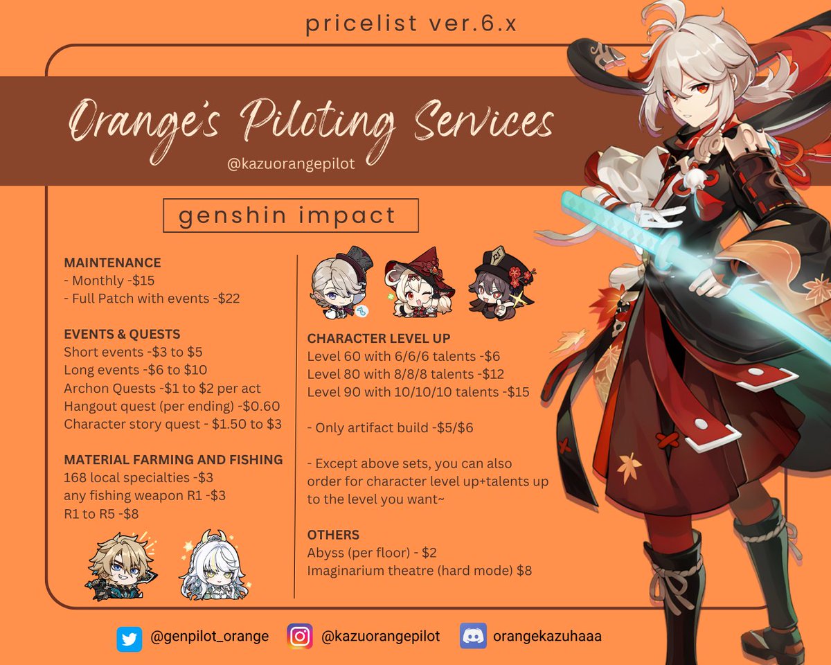genpilot_orange's tweet photo. 🍊Orange's Piloting Services!!
open for Genshin Impact and Honkai Star Rail!
◇ 90+ services completed, see proofs below
◇ Check prices on my card: https://t.co/rEYiaOBE0w
◇ DM me for placing an order!
#GenshinImpact #genshinpilot #hsr #genshintwt lf pilot exploration https://t.co/mJaTLdJUIi