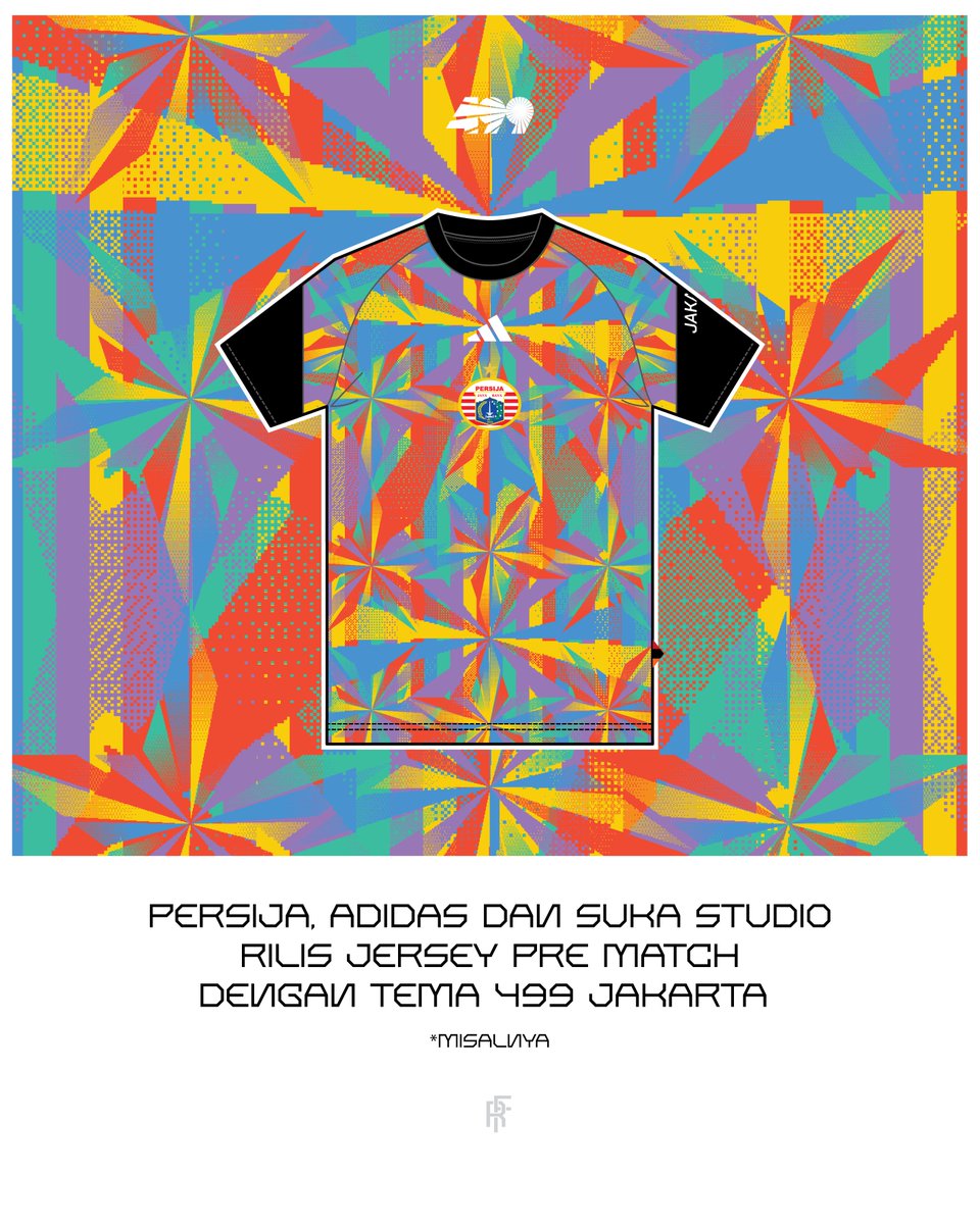 fajarrusalem's tweet photo. *misalnya, 

Persija dan Adidas dan Suka Studio, collab bersama bikin jersey pre match utk Persija, 

warna ikut dari 499 Tahun Jakarta, 

kalau suka boleh reply n share, 

semoga dg bantuan share dr teman2, jadi lahan pembuka rejeki saya, karena skg sudah freelance, harus konsisten pamer karya, agar supaya banyak pihak yg ingin bekerjasama,