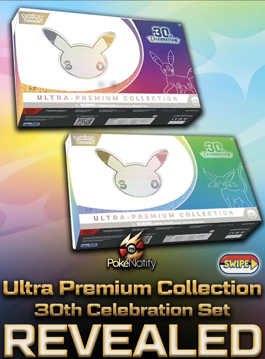 PokeNotifyX's tweet photo. 🚨 THE ENTIRE 30th ANNIVERSARY LINEUP JUST LEAKED... 🚨

This might be one of the strongest Pokémon product lineups we've ever seen. 👀🔥

Ultra Premium Collections. ETBs. Booster Bundles. Binder Collections. Figure Collections. Premium Collection Boxes. Battle Decks. Tech Sticker Collections...and more.

If this is only the beginning, Pokémon's 30th Anniversary is about to be absolutely insane. 🤯

⚡ We'll be tracking every preorder, restock, early link, and retailer drop the moment they go live.

🎯 Join the PokeNotify Discord today so you're ready before preorders begin. Link in bio. 🔥

Which product are you grabbing first? 👇
#Pokemon #PokemonTCG #Pokemon30