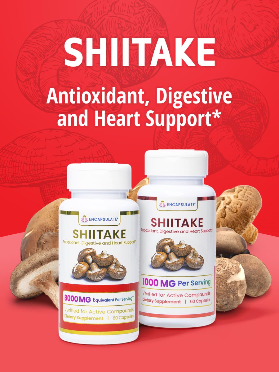 ENCAPSULATEUSA's tweet photo. Rich in naturally occurring compounds, Shiitake helps support heart health, digestive balance and immune function.

❤️ Heart Support
🛡️ Immune Support
🌿 Digestive Support

https://t.co/uSMQoTmoTt

#EncapsulateUSA
#Shiitake 
#FunctionalMushrooms 
#MushroomWellness https://t.co/qOFrBY56cH