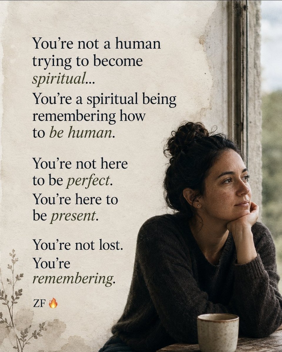 zachqfish's tweet photo. You’re Not Becoming Spiritual… You’re Remembering How to Be Human ✨

You’re not a human trying to become spiritual… you’re a spiritual being remembering how to be human.

This world will have you believing you’re broken, lost, or somehow behind… like there’s something outside of you that you still need to find before you can finally wake up.

But what if you were never meant to “wake up” the way they told you?

What if a deeper part of you has always been awake… and this life is simply teaching you how to carry that awareness through the weight of being human?

You didn’t come here to escape the human experience. You came here to enter it fully. To feel the grief, the beauty, the confusion, the love, the loss, and the truth… and still remember who you are beneath it all.

You’re not here to become untouchable. You’re not here to rise so far above life that nothing affects you anymore. You’re here to remain open without losing yourself. To keep loving without abandoning your boundaries. To feel deeply without allowing the darkness to convince you that you’ve lost your light.

You’re not here to be perfect.

You’re here to be present.

To anchor the memory of your soul into a body that forgets sometimes. To bring spirit into your words, your choices, your relationships, and the way you treat the people around you. That’s the work. That’s the real mission.

And when it becomes overwhelming… when the path feels too strange, too heavy, or too lonely… breathe.

You’re not lost.

You’re learning how to be both human and divine at the same time. You’re remembering yourself through every experience, every lesson, and every moment that brings you back to your heart.

And that is enough.

ZF 🔥