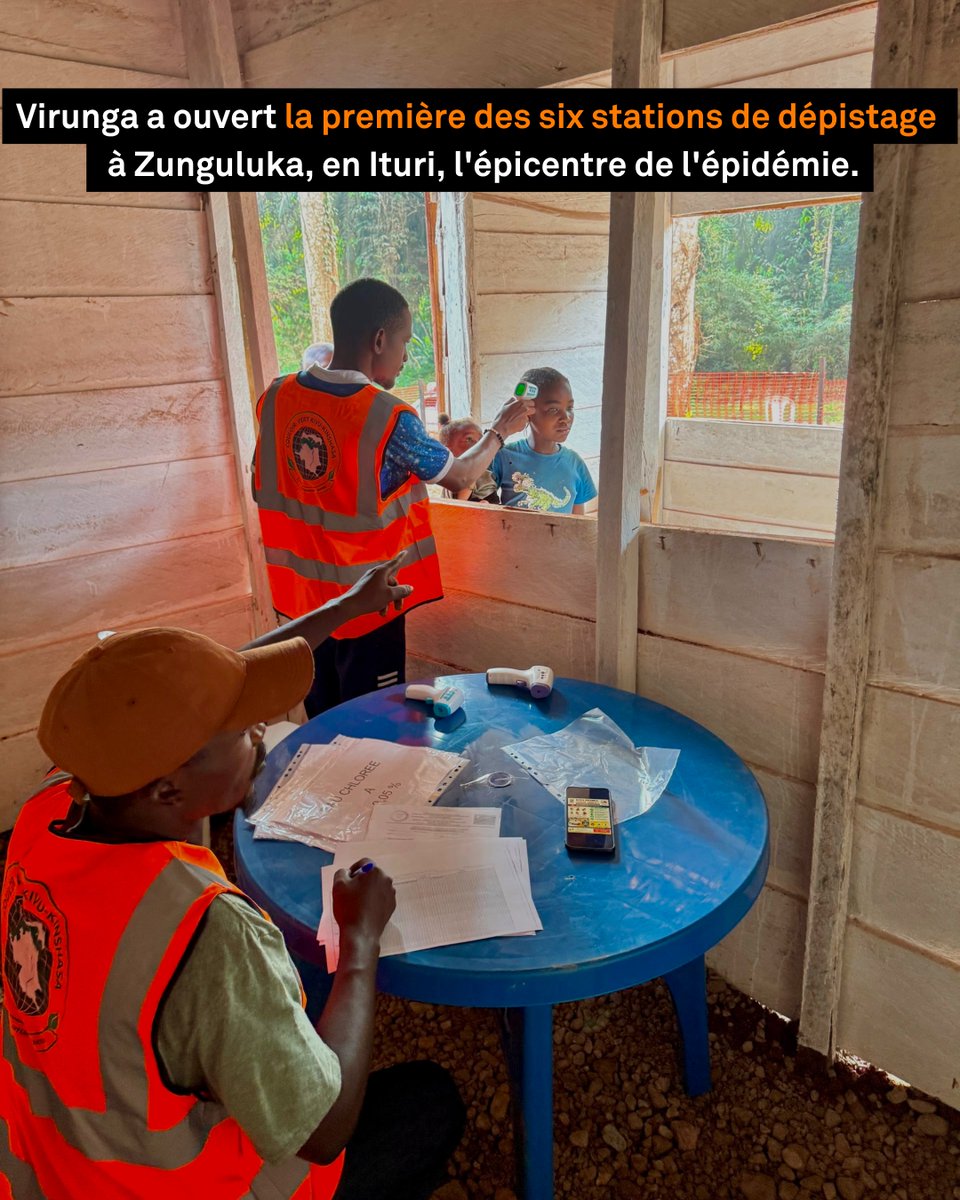 gorillacd's tweet photo. Le lundi 29 juin, Virunga a officiellement ouvert la première de six stations de dépistage prévues en Ituri et au Nord-Kivu, dans le cadre de la riposte à l'épidémie d'Ebola, en collaboration avec les autorités sanitaires et les partenaires sur le terrain.⁠
⁠
La station est située à Zunguluka, en Ituri, l'épicentre de l'épidémie. Le personnel a été recruté, formé et équipé pour effectuer des contrôles de température, promouvoir le lavage des mains, sensibiliser et signaler les cas suspects.⁠
⁠
Cette action est soutenue par l'Union européenne, qui contribue à protéger les communautés et à renforcer les capacités de prévention face à la propagation de l'épidémie.⁠

📸 Parc National des Virunga

#RiposteEbola #Ituri #LutteContreEbola
@EU_Partnerships @UEenRDC @EU_Commission