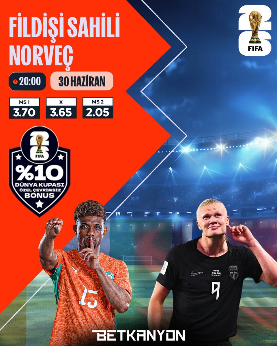Betkanyonresmi4's tweet photo. 👉 https://t.co/PGkyGvNDF3
⚽🏆 Dünya Kupası Özel Kuponlarında %10 Ekstra Bonus Betkanyon'da!
⚔️ Fildişi Sahili 🆚 Norveç karşı karşıya!
📲 Hemen üye ol, bu maça özel 600₺’ye kadar %10 Çevrimsiz Bonus fırsatını Betkanyon'da yakala! https://t.co/v1WfaWS3gW
