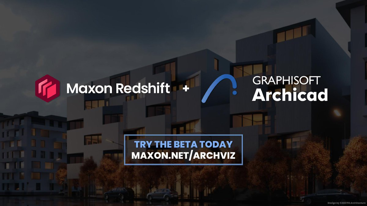 MaxonArchviz's tweet photo. 📐🏠 Calling all Archicad users! Explore what Redshift can bring to your workflow. Join the Redshift for Archicad beta &amp; help shape where it goes next. 
👉 https://t.co/E4xFClir3y https://t.co/BU5z2s4auZ