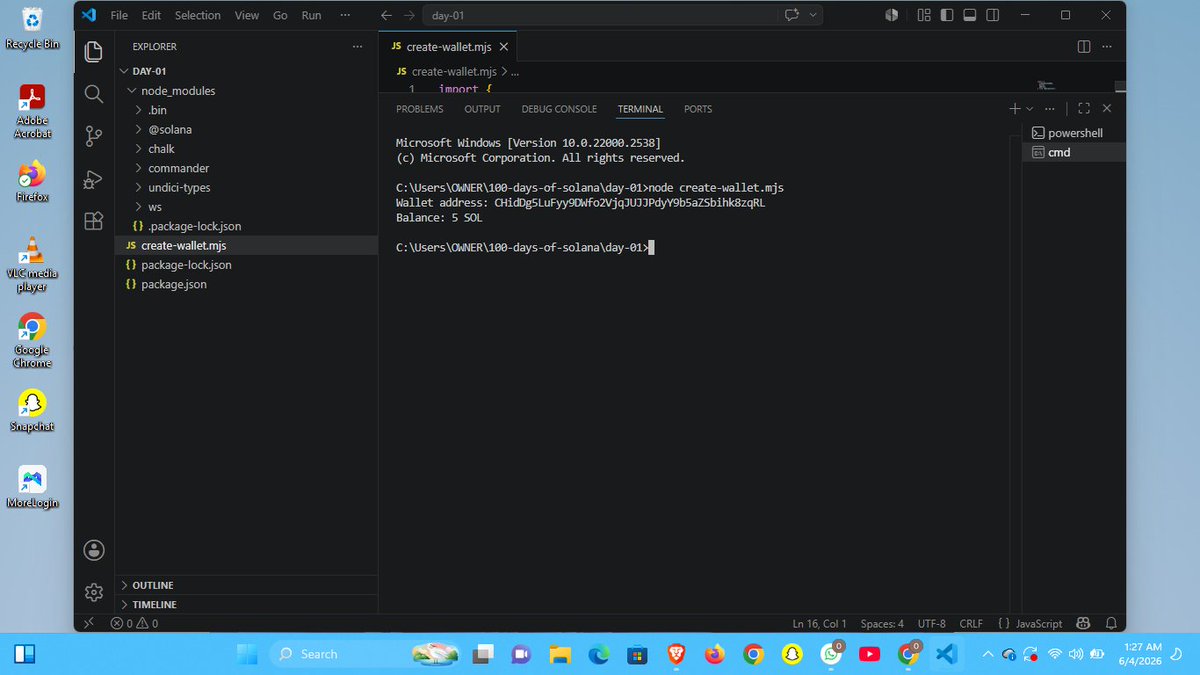 Reid_wwon's tweet photo. I generated my first Solana keypair from the CLI, then sent SOL between two wallets on devnet and watched the transaction confirm in real time.
A wallet isn't some special container, it's just a keypair. No username, no email, no password, just math. #100DaysOfSolana @MLHacks https://t.co/W0aUwaRKhP