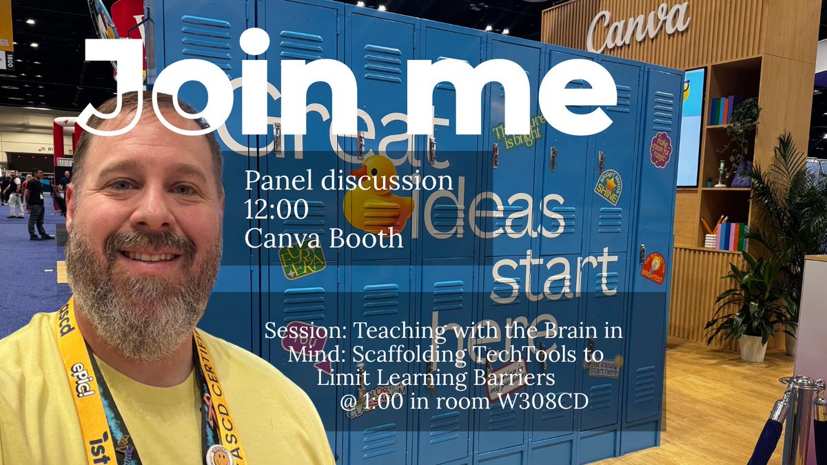 TechEdCC's tweet photo. Join me today at me sessions @ISTE_ASCD I am on a @CanvaEdu panel and I have a session…… https://t.co/D9jBcTpMsW