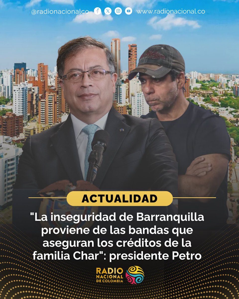 RadNalCo's tweet photo. #Actualidad | En respuesta a las acusaciones del alcalde Alejandro Char, quien responsabilizó al Gobierno nacional por la inseguridad en Barranquilla, el presidente aseguró que esas estructuras armadas amenazan a los deudores, compran votos y extorsionan barrios, y le pidió "liquidar su banco", al afirmar que "lava activos". ❌

Más información 👉 https://t.co/yet9tgcux9