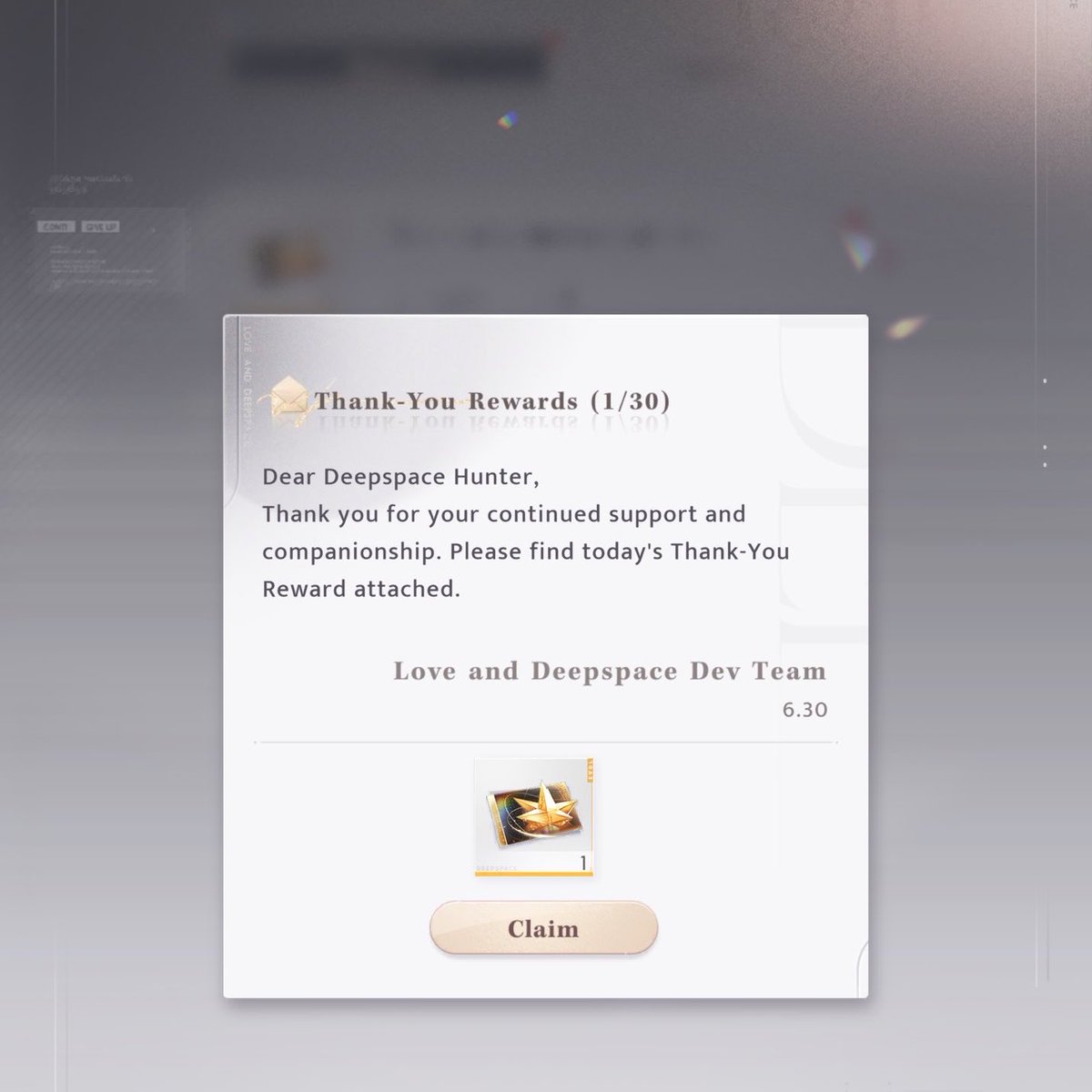 404lcf's tweet photo. please take back your thank-you reward, it's no more valuable than my monthly aurum pass @Love_Deepspace https://t.co/6XwL5it2Bs