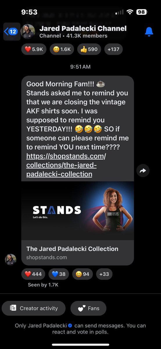 IntrovertDani's tweet photo. Jared’s cute ass message and my actual face in reaction, mid-makeup https://t.co/8Bf2kAazls