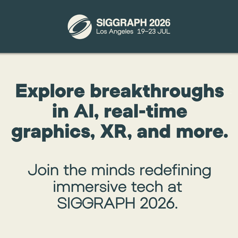 ARealityEvent's tweet photo. SIGGRAPH 2026 is where AI, XR, and spatial storytelling collide. 

Dive into breakthrough research, explore new tools, and connect with the minds shaping our future.

📆 19–23 July in Los Angeles 

Register now: https://t.co/hdDkpinHvA

#SIGGRAPH2026 https://t.co/2Txb5NQm27