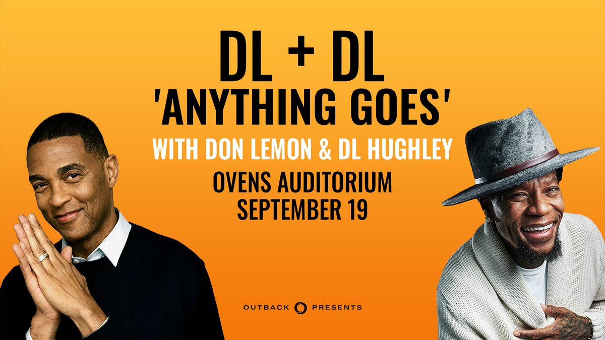 TheBOplex's tweet photo. PRESALE OFFER: Get ready to laugh, Charlotte! DL Hughley &amp; Don Lemon: DL + DL ‘Anything Goes’ comes to Ovens Auditorium Saturday, September 19th! 

Presale Code: LIVE
Get tickets: https://t.co/W9zVA31S5Z https://t.co/CLDSEX3Eyi