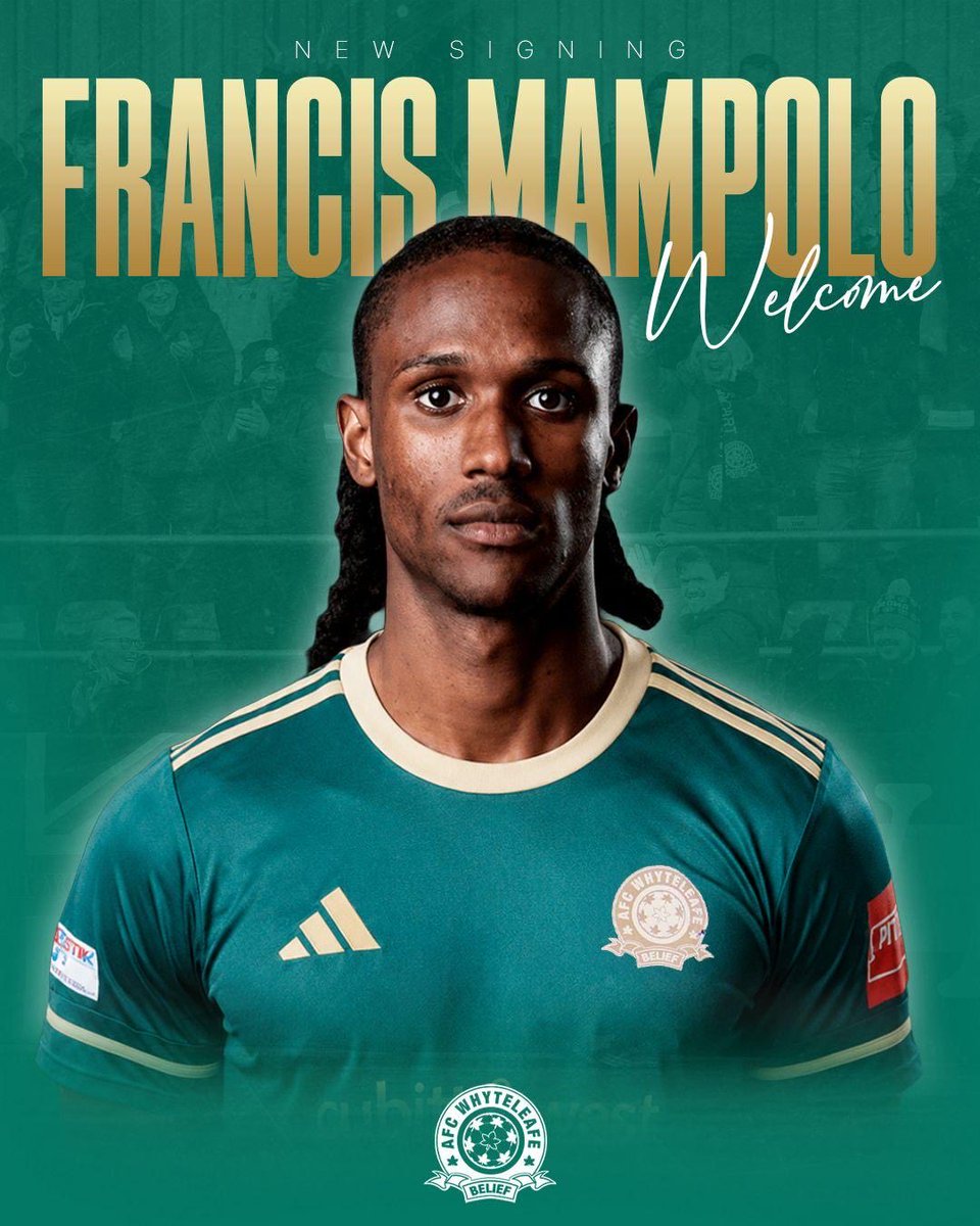 AFCWhyteleafe's tweet photo. NEW SIGNING ‼️✍️👀

We are delighted to announce the signing of….. Francis Mampolo.

The exciting attacker joins us from Tonbridge Angels and has also had spells at: Dover Athletic and Folkestone Invicta FC.

Welcome to Whyteleafe Francis 💚 

AFC Whyteleafe 26/27 season tickets now on sale at https://t.co/du28VRYETM don’t miss any of the action 💥👊.