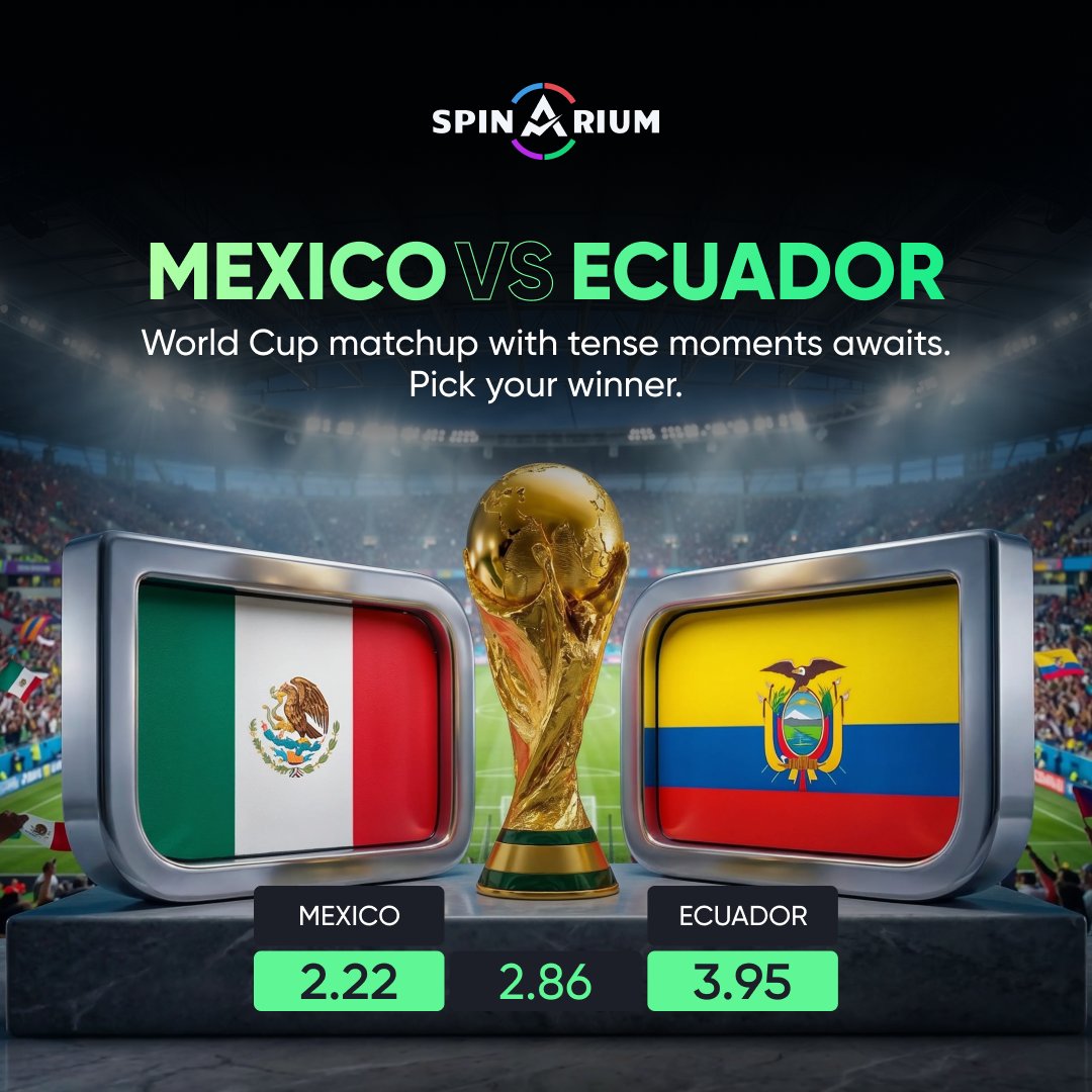 spinarium's tweet photo. ⚽ MÉXICO VS ECUADOR 
🇲🇽🆚🇪🇨

01:00 UTC · July 1 — this one's gonna SEND it 🔥
El Tri or nah? drop your prediction 👇 https://t.co/PSgudxJGF0