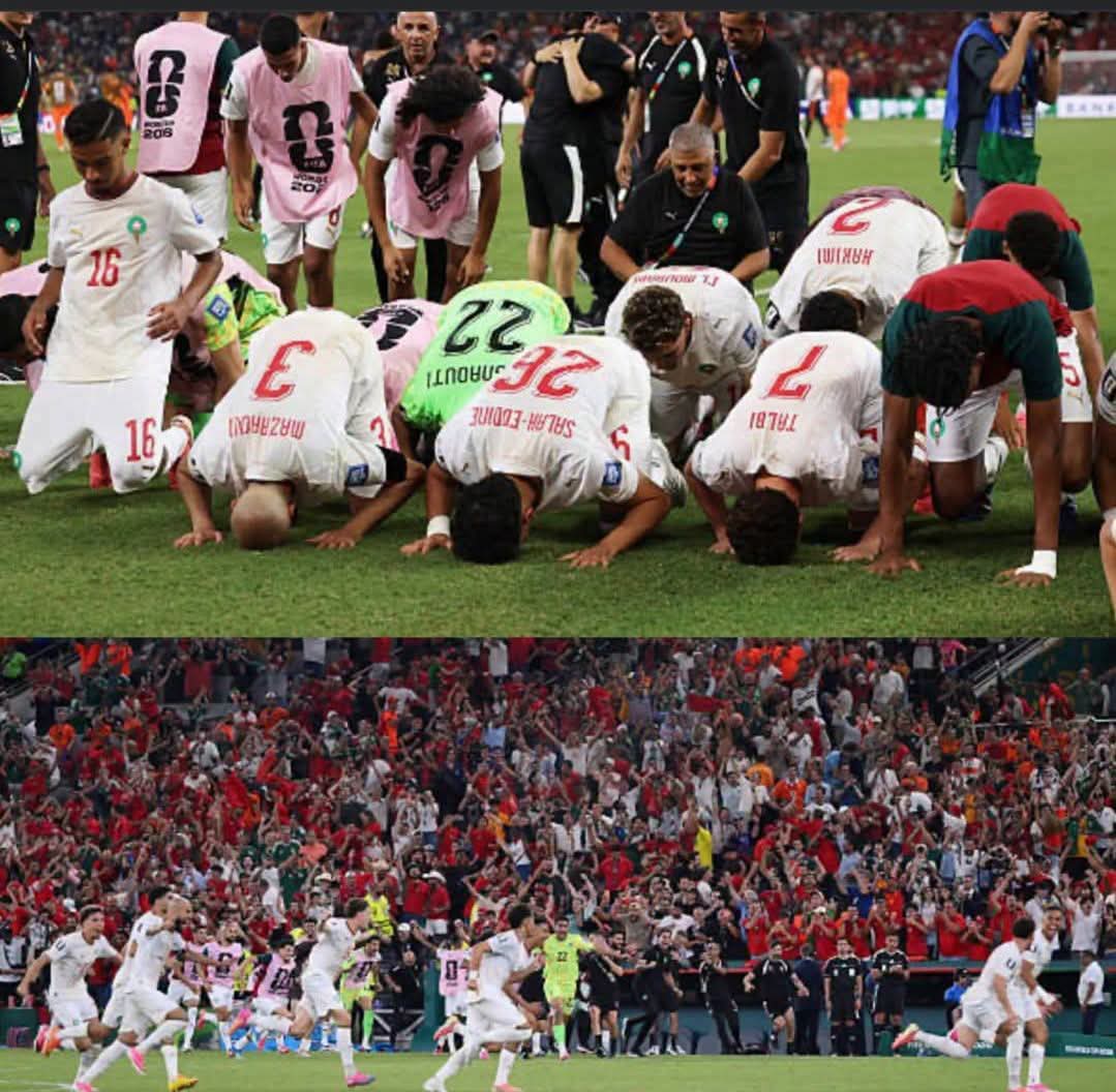 ibrahim_dogaim's tweet photo. فرَحًا بهم ولهم نطيرُ ونطرَبُ
هذا جَمالٌ ساحِرٌ لا يُغْلَبُ
هذي الجِباهُ السّاجداتُ وتحتَها 
تنثالُ أفراحٌ ويسجُدُ ملعَبُ
هذا غناءٌ يعرُبيٌّ خالصٌ 
غنّاهُ في سَمْعِ الجِهاتِ (المغرِبُ) https://t.co/cdC2cjlLQI