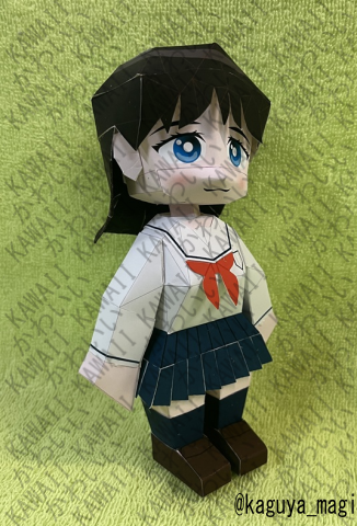 kaguya_magi's tweet photo. かんせいせい🫠
吉田さんというには特徴的な髪型が再現できなかった…。
スカートのヒラヒラも組立コストが爆あがりしただけでいまいち🤔
グラデーションをうまく使って１枚パーツで表現したほうがよさそうです。 https://t.co/PLqimRkCdm