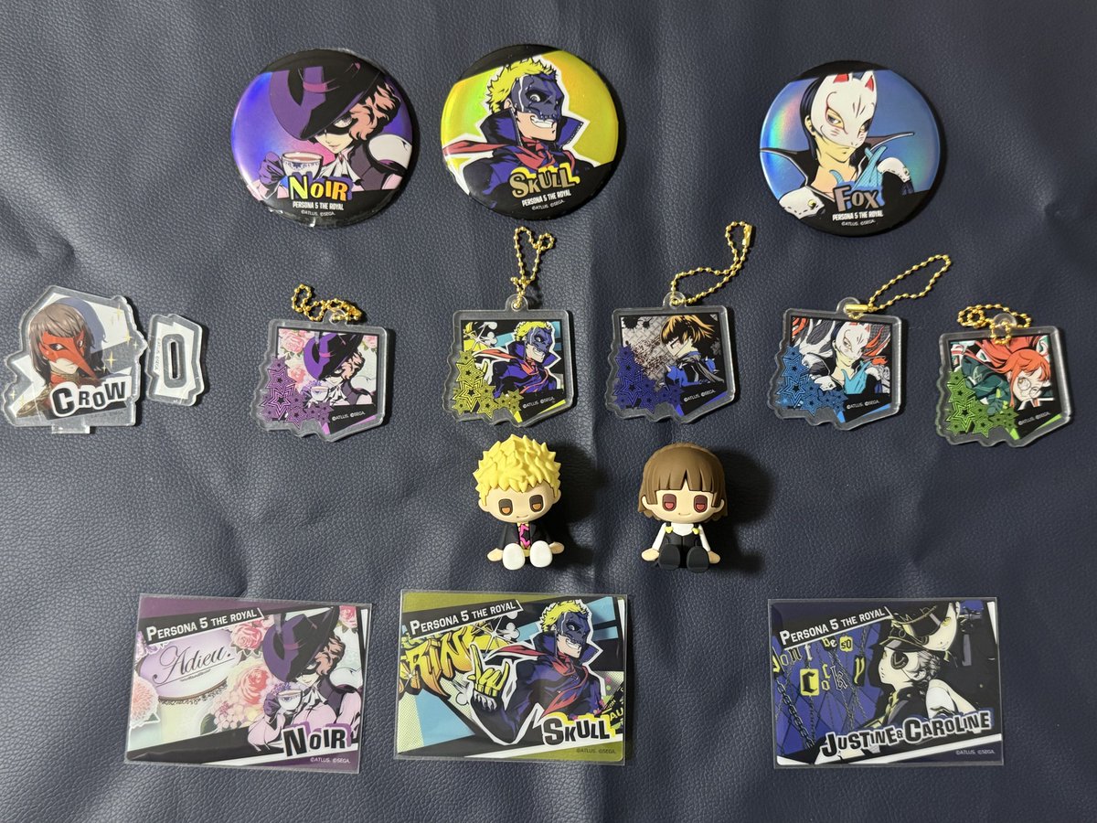 TioGusran's tweet photo. 【交換 譲渡】PERSONA 5 P5 P5R ペルソナ5 ザ・ロイヤル ダイソー DAISO セリア Seria

譲→
Cutotラバーフィギュア: 竜司、真
缶バッジ:スカル、フォックス、ノワール
アクキー:スカル、クイーン、フォックス、ノワール、ナビ
クリアカード(横):ノワール、スカル、ジュスカロ
アクスタ:クロウ

↓ https://t.co/zQkgDNmA2u