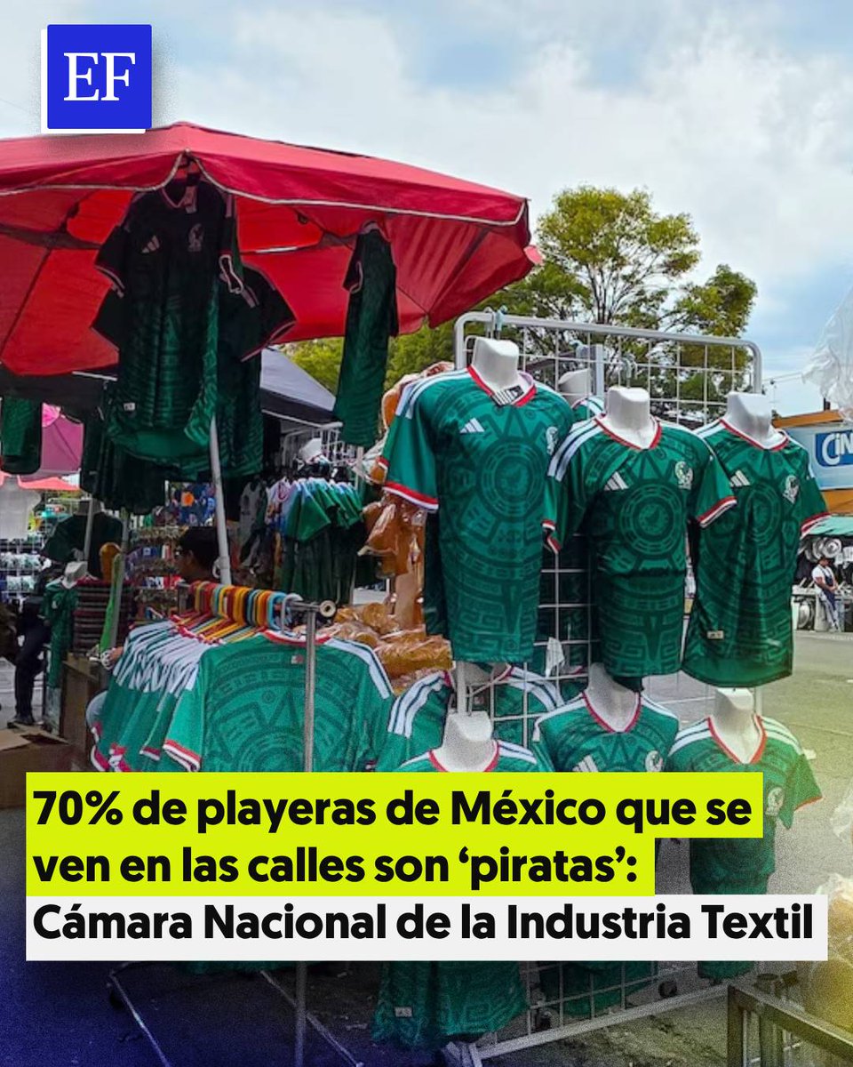 ElFinanciero_Mx's tweet photo. 🇲🇽👕 La camiseta de México es la más vendida de las 48 selecciones que participan en el Mundial, aunque el 70% de las playeras de la Selección Mexicana que ves en las calles son ‘piratas’: Canaintex

https://t.co/B63s6cldh3 https://t.co/Tg81mE5IoZ