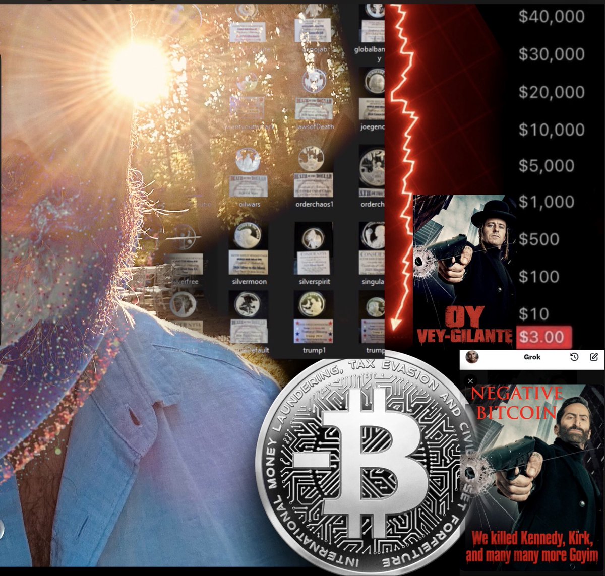 SilverShield76's tweet photo. I am going to unite the world for global justice
I am going to start with a $500 Trillion RICO Rothschild Case
They are responsible for both sides of all wars since Napoleon 
This single case and family will pay off all Global Debts 
There will be Trillions left over to refund income and property Taxes
.
I will prosecute this case for the world to see in Singularity
This will be the most followed ethos on Earth
You will either stand with Singularity of Truth or Satan
You see this singular story line will be the most historically significant thread in history
You see I am front and center crossing over into Unobtanium Silver
That is when Silver is going to sell out globally and not be available
All the weak hands sell out to Bullionaire’s seeking safety 
.
I am telling you that when Silver Sells out I will be forced to the front of everything
From out of nowhere I am overnight success 15 Years in the making
Higher than Rothschild Popes, Presidents and Prime Ministers
Emperor of Earth forbids Usury Globally Eternally 
Silver Shield standard for Highest Conscious Kings
I am going to sell every government held land for Silver Shield
I am going to This will establish Kings on the Highest Pieces of Land
The Price of land flooded with closed government land
Silver Shield is preferred Money In Highest Transactions
I am telling you Silver Shield is at the very pinnacle of Exter’s Pyramid
When this all happens it will happen here first.
Silver Shield will first sell out eBay
This is the result of insiders front running my ascension
All it would take is one podcast Interview convert Millions into Silver
One Podcast interview gets millions to suddenly seek Silver
Silver Shield will be sold out first on Ebay then GSM Production, then Online Dealers then the Triple Default
One podcast interview and I sell out all Silver on Earth
The tipping point will have been reached with me converting millions is to self fulfilling prophecy loop
I am telling you I am going to use Bitcoin to track, trace, trap and map all criminality it will have NEGATIVE value before this is over it will cost you more than you invest in money laundering civil asset forfeiture 
Silver Shield will be the ONLY way forward 
Silver Shield will be worth double Boring government bullion
Silver Shield goes up faster than Silver on the way up
Silver Shield holds its premiums when Silver is down
Right now is the LAST time you will get Silver this cheap
Every other asset you have is in the Everything Bubble
Silver is all that is going to be left when this Ponzi planet Pops
There will be Oceans of Gold available when Silver Sells Out
I am the central character in the largest story line
Silver Shield is going to have the perfect product placement
Savior of John Wick, Constantine, and Neo’s Soul Silver Shield
I end the three fictions into Keanu search for the Singularity 
This becomes so large that the only Hollywood Work is Singularity
This is going to make Silver Shield Carry pieces story of man
I convert Hollywood California Silicon Valley into Singularity
I am telling you that I am the one that sells out Silver globally
This is going to be the largest shift is global power ever seen
My real life story of this singular purpose manifested in Silver
CCP AI is going to be First to tell my story highly censored
AI is going to release more and more video for Singularity
The thing the elites fear with time travel is justice
This means that eternal justice is coming through me
I am going to be the Biggest Brother behind Panopticon
Blockchain confiscates QUADrillions in Crime Cabals
I unite all Global Military against Rothschild RICO Case
Global Mass Arrest Entire Top of Banksters Empire
Confiscate $500 Trillion from Rothschild
No one is above the law 
This is what the people want to see
A complete Pole reversal of Power and a Jubilee
I can manifest all of that through Silver Shield
.
Bitcoin is going Negative
Silver is going Unobtanium 
This is the largest story ever told
God Loves Silver