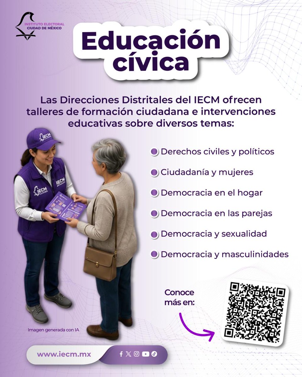 Distrito17IECM's tweet photo. Además de organizar elecciones, el IECM realiza acciones educativas para que la ciudadanía conozca sus derechos y obligaciones, así como valores que fomentan la vida en democracia. Conoce más en https://t.co/LcXUgfX4Pb https://t.co/7nnKNCBh4a