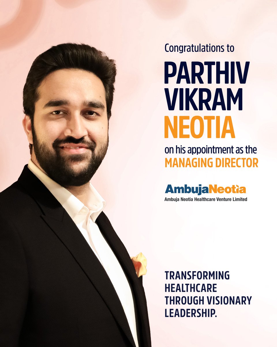 ngmh_official's tweet photo. Congratulations to Mr. Parthiv Neotia on his appointment as Managing Director of Ambuja Neotia Healthcare Venture Limited. Wishing him continued success in leading the organization towards greater clinical excellence, innovation, and patient-centric healthcare.
#ParthivNeotia https://t.co/jk5gzFUhp0