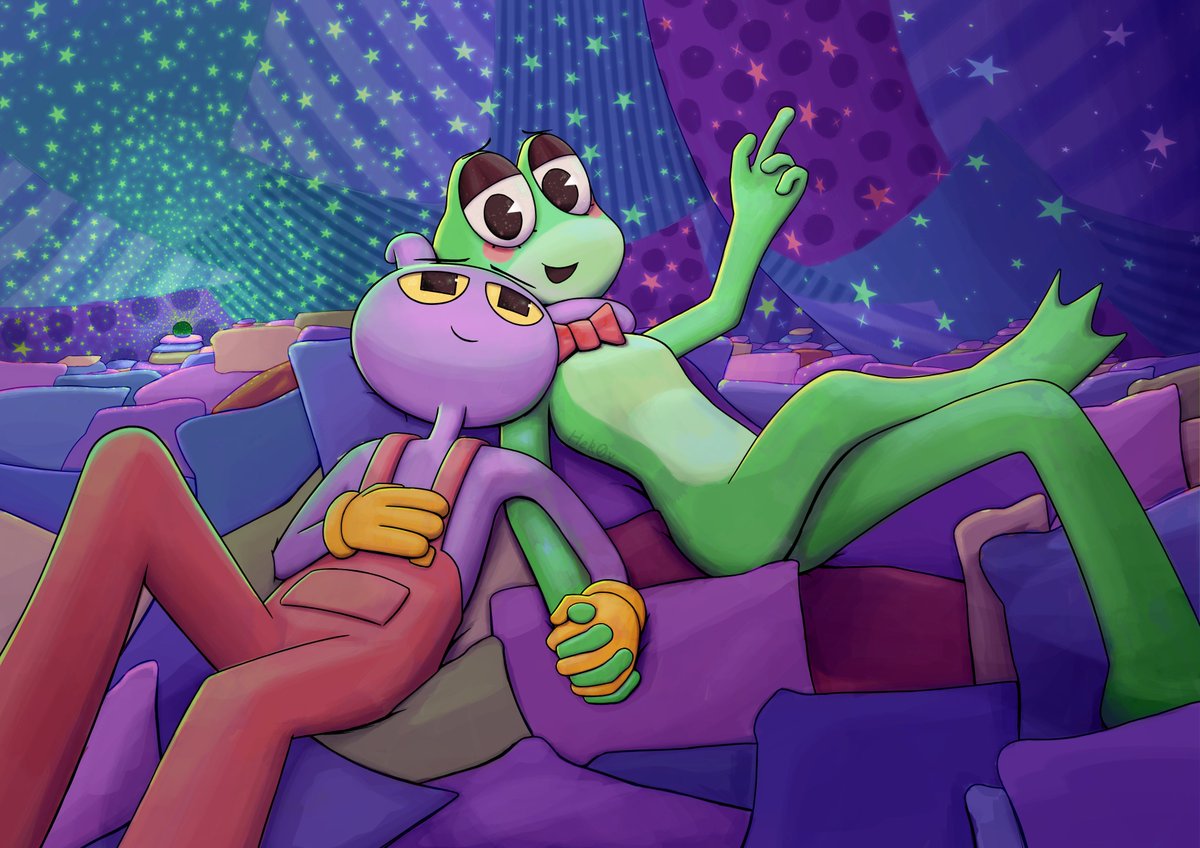 Hek0v's tweet photo. I had to give them a starlit reunion and Jax's tent felt like the perfect place. #tadc #ribbitrabbit #ribbit https://t.co/tByhm0DDGw