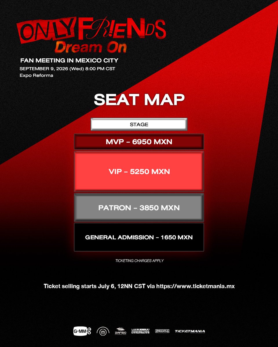 GMMTV's tweet photo. The show must go on… in Mexico! 🇲🇽

CDMX, the curtains are not closing just yet. The talented actors of “Only Friends: Dream On” are staging yet another performance right in your beautiful city.

With a stacked cast consisting of EarthMix, JossGawin, and AouBoom, this is an event that you don’t want to miss!

🎬 Only Friends: Dream On Fan Meeting in Mexico City
📆 September 9, 2026 | WED | 8:00 PM CST
📍 Expo Reforma

Ticket selling starts July 6, 12NN CST via https://t.co/Zfh56qxfqU. 

#OLFDreamOnAmericasTour
#EarthMix #JossGawin #AouBoom
#GMMTV
#CDM 
@Earth_Pirapat @wixxiws @Josswayar @gawincaskey @tnbau1 @besevboom