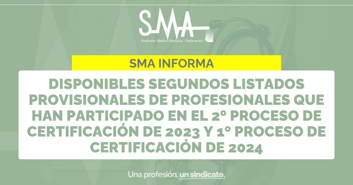 sindicatomedsev's tweet photo. 📢SMA INFORMA

🟩Disponibles segundos listados provisionales de profesionales que han participado en el 2º Proceso de Certificación de 2023 y 1º Proceso de Certificación de 2024

Más información en ➡️https://t.co/C6MHcgJSDK https://t.co/teCI2TaApb