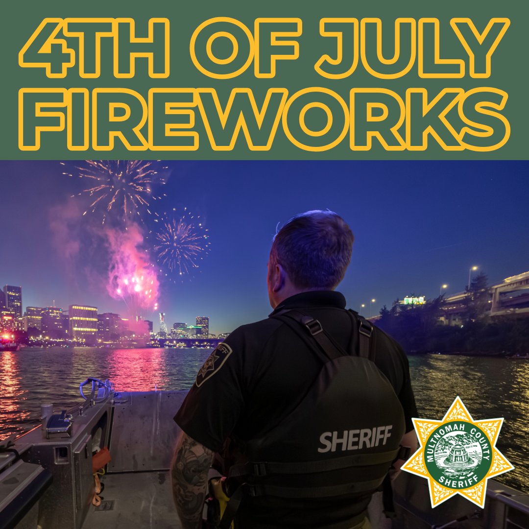 MultCoSO's tweet photo. As the Fourth of July weekend approaches, our fireworks-related call volume can increase significantly.

Fireworks, especially illegal ones, can be dangerous and disruptive in our neighborhoods. We will respond to all calls as resources allow, prioritizing those that pose a threat to life and property.

By using our fireworks complaint reporting tool, you provide important information that helps us address fireworks-related issues, while keeping phone lines open for life-threatening emergencies.

If you hear or witness the use of illegal fireworks, please document the location using the fireworks reporting tool: https://t.co/K3M5f8pH3S.

If property is damaged due to a firework, file a police report online. 
 
If someone is hurt or something is on fire, call 911 immediately.

Thank you for your cooperation and stay safe this upcoming holiday weekend.