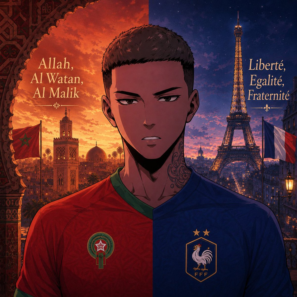 Lamsito_eth's tweet photo. La double nationalité 🇫🇷🇲🇦, c’est un concept compliqué à comprendre quand tu ne le vis pas.

Ce soir, c’est la France qui joue, après la victoire du Maroc hier. Et on m’a souvent demandé pour qui j’étais lors d’un France-Maroc.

La vérité, c’est que je serais heureux que mon pays se qualifie, mais dégoûté que mon autre pays soit éliminé.

Je suis français ET marocain.

Et c’est précisément ça que beaucoup de gens ont du mal à comprendre.

Moi, je suis né et j’ai grandi en France.’était la France.

Mais chez moi, chez mes parents, c’était le Maroc. 🇲🇦

Mes parents me parlent arabe, en darija. Moi, je leur réponds en français.
La déco, la bouffe, les chaînes marocaines à la télé, la religion, l’ambiance, les appels au bled, les expressions, l’éducation, la pudeur, la fierté, l’hospitalité, le respect : chez moi, j’étais littéralement au Maroc.

Puis dès que je sortais de chez moi, j’étais en France. 🇫🇷

J’étais dans l’environnement français, la culture française, avec les codes français, l'école française, la mentalité française, les films français, l’humour français, les débats français, les valeurs françaises, bref la France

J’ai grandi dans ces deux cultures.

Et quand je parle du Maroc, je ne parle pas d’une culture lointaine, abstraite, qu’on ressort deux fois par an pour faire joli. J’ai passé trois mois par an au Maroc jusqu’à mes 18 ans. Tous mes étés. Tous les ans.

90 % de mes oncles, tantes et cousins vivent au Maroc. Ils sont seulement marocains, avec quasiment l’impossibilité de venir en France, même en vacances.

Donc même si j’ai vécu en France, le Maroc, ce n’est pas juste “mes origines”.

C’est concret.

C’est des visages. Des maisons. Des rues. Des amis. Des cousins. Des repas. Des souvenirs. Des engueulades. Des mariages. Des enterrements. Des vacances qui n’étaient pas vraiment des vacances, parce qu’en réalité, tu rentrais dans une autre partie de ta vie.

Tout comme la France n’est pas juste “le pays où je suis né”.

La France, c’est mon enfance, mes meilleurs amis, ma langue naturelle, ma manière de penser, le pays qui m’a construit.

Être franco-marocain, ce n’est pas être 50/50.

C’est être les deux à 100 %.

Et le problème, c’est que la société adore te forcer à choisir.

En France, pour beaucoup, je suis “un Arabe”. Même si je suis né ici. Même si j’ai grandi ici. Même si je connais sûrement mieux la France que beaucoup de gens qui passent leur temps à distribuer des certificats de francité.

Au Maroc, je suis un “zmagri”, un mec de France, presque un étranger. Je parle un peu moins bien la darija, je n’ai pas forcément tous les codes, je n’ai pas vécu les mêmes réalités, je n’ai pas eu la même vie, ni la même “chance”, comme certains le voient là-bas.

Donc tu te retrouves dans un truc bizarre.

En France, tu n’es jamais totalement français pour certains.
Au Maroc, tu n’es jamais totalement marocain pour d’autres.

Et ce cul entre deux chaises, il est difficile à négocier pour beaucoup de gens.
Parce que quand tu es petit, tu ne conceptualises pas tout ça. Tu le ressens juste.

Tu comprends que tu dois t’adapter. Tu changes de langue, de ton, de comportement, de références selon l’endroit où tu es.

À la maison, tu es le fils de tes parents, avec une éducation marocaine.
Dehors, tu es un enfant de France, avec les codes de l’école française.

Et ça crée un vrai sujet identitaire chez beaucoup de binationaux.

Moi, avec le temps, j’ai fait ce travail. Celui d’assumer pleinement qui je suis. D’aimer les deux pays à ma façon. De les critiquer aussi à ma façon. De vibrer pour les deux. Et surtout, d’arrêter d’essayer de prouver aux Marocains que je suis marocain, et aux Français que je suis français.

Je suis franco-marocain.

Ce n’est pas une contradiction.
C’est mon identité.

Je peux vibrer quand la France joue, parce que c’est le pays où j’ai grandi, où j’ai été éduqué, où j’ai mes souvenirs de gamin, mes potes, les Coupes du monde, Zidane, Henry, Mbappé, les soirées, les bêtises, et sans doute 80 % de ma vie jusqu’à mes 23 ans. (Avant que je m'expatrie)

Et je peux vibrer encore différemment quand le Maroc joue, parce que là, il y a quelque chose de plus viscéral. Il y a mes parents, ma famille, mes racines, la darija, le bled, et cette envie de prouver que Mon Maroc peut faire aussi bien que Ma France.

C’est pour ça que les matchs de foot prennent parfois une dimension énorme pour nous.
Ce n’est pas juste “supporter une équipe”.

C’est voir une partie de toi représentée sur un terrain.
Et si un jour les deux s’affrontent, là, c’est le bug complet. Tu ne sais même pas comment expliquer ce que tu ressens à quelqu’un qui n’a pas grandi avec deux drapeaux dans le cœur.

Mais au fond, je pense que la maturité, c’est d’arrêter de voir ça comme une fracture.

La double culture, ce n’est pas un problème à résoudre.
C’est une richesse à accepter.

Ça ne veut pas dire que c’est toujours simple. Ça ne veut pas dire que tu ne te sens jamais décalé. Ça ne veut pas dire que tu n’as jamais l’impression d’être trop français pour les Marocains et trop marocain pour les Français.

Mais avec le temps, tu comprends que ce décalage fait partie de toi.

Tu n’es pas moins français parce que tu es marocain.
Tu n’es pas moins marocain parce que tu es français.

Tu es le produit de deux histoires. Deux pays. Deux cultures. Deux familles symboliques. Deux manières de voir le monde. Deux mentalités. Deux éducations.

Et personnellement, aujourd’hui, je ne le vis plus comme un tiraillement.

Je le vis comme une chance.
Parce que j’ai deux imaginaires. Deux sensibilités. Deux rapports au monde. Je peux comprendre la France de l’intérieur, et le Maroc de l’intérieur aussi.

Je peux voir les qualités et les défauts des deux.
Je peux aimer les deux sans être aveugle.
Je peux critiquer les deux sans être un traître.

Et surtout, je peux arrêter de me couper en deux pour rentrer dans les cases des autres.

Je ne suis pas 50 % français et 50 % marocain.
Je suis 100 % ce que je suis.

Allez les Bleus 🇫🇷
et 
Dima Maghrib 🇲🇦