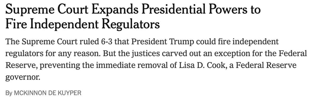 scarylawyerguy's tweet photo. Just in time for our nation's 250th anniversary, the Supreme Court has updated the three branches of government:
Imperial President
Six Person Super Legislature
Federal Reserve https://t.co/Uxhwbtpaub