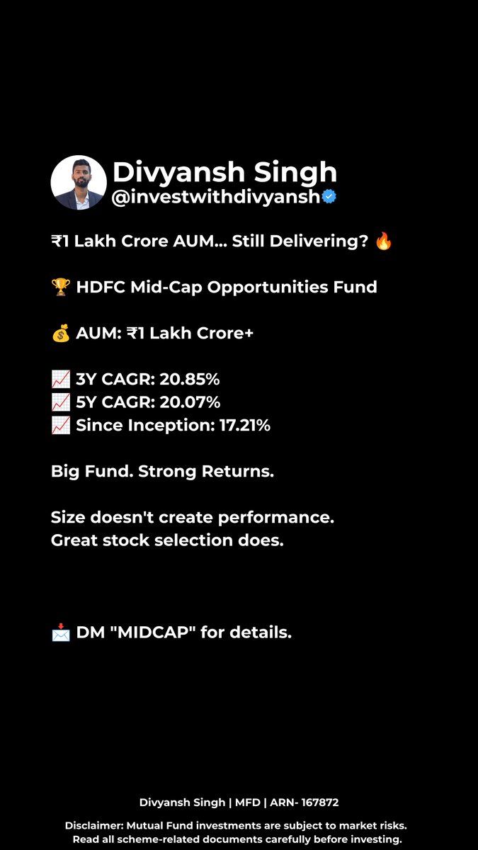 DIVYANSH2502's tweet photo. 📩 DM "MIDCAP" to receive:
✅ Complete Fund Analysis
✅ Risk & Return Insights
✅ SIP Guidance
✅ FREE 1-on-1 Investment Consultation
📲 WhatsApp/Call: 9695766361
#MutualFunds #MidCap #SIP #WealthCreation #Hdfcmutualfund https://t.co/YnpnyilsGD