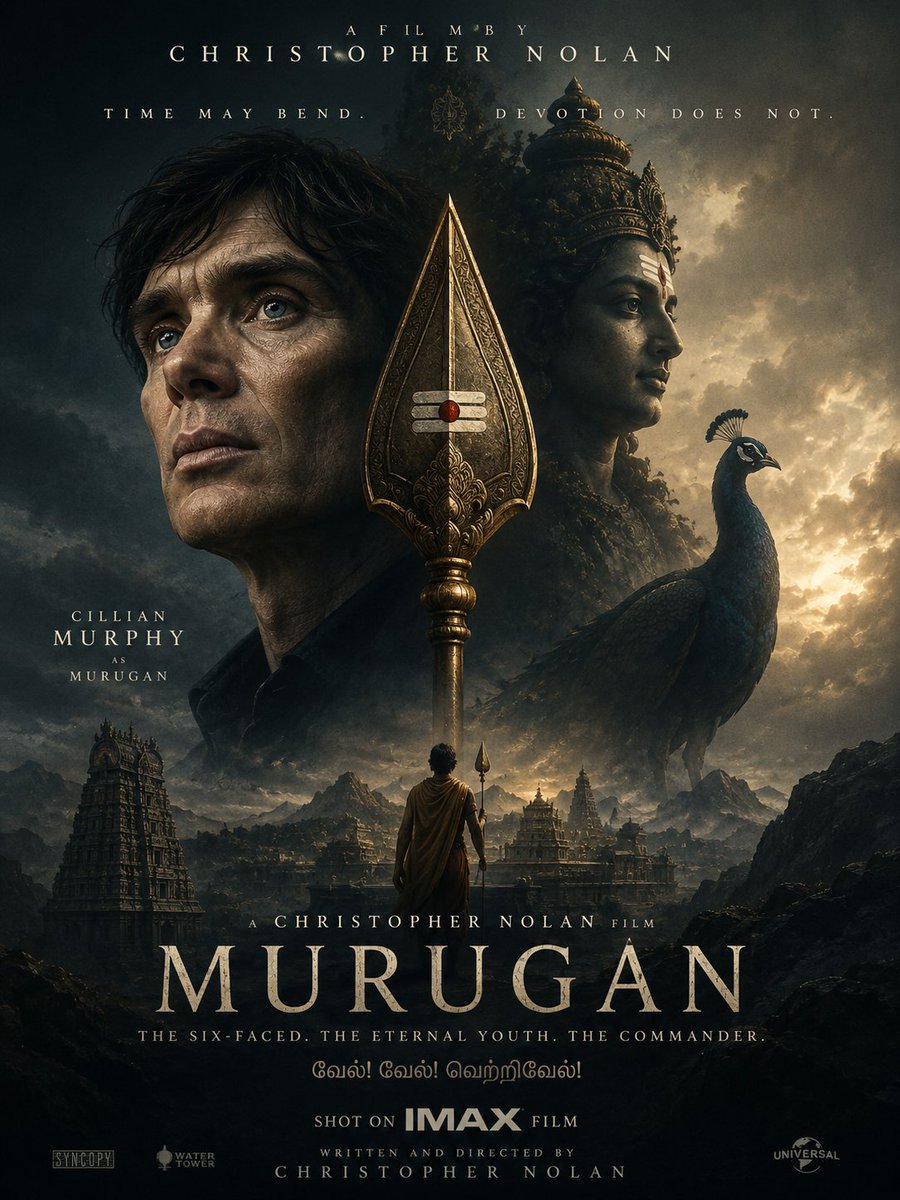 MrKonguverse's tweet photo. We Tamils will be happy if Christopher Nolan makes a feature film on Lord Murugan casting cillian murphy but wont accept a Golti NTR or Vadakku Akshay Kumar🚫 https://t.co/uwalC3yQrt