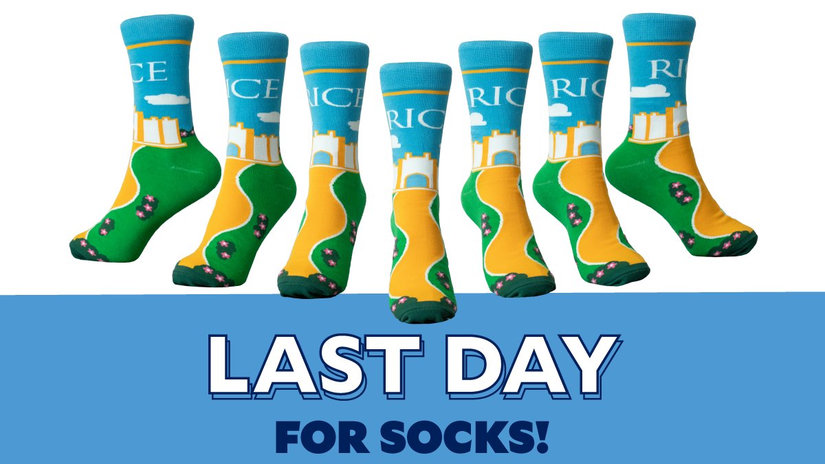 ricegiving's tweet photo. The clock is ticking! Snag your limitededition Sallyport socks before the offer ends tonight at 11:59 p.m. CDT. Make a gift of $35+ to any Rice fund now: https://t.co/IGiESfgmxF https://t.co/fi4eJGCpAC