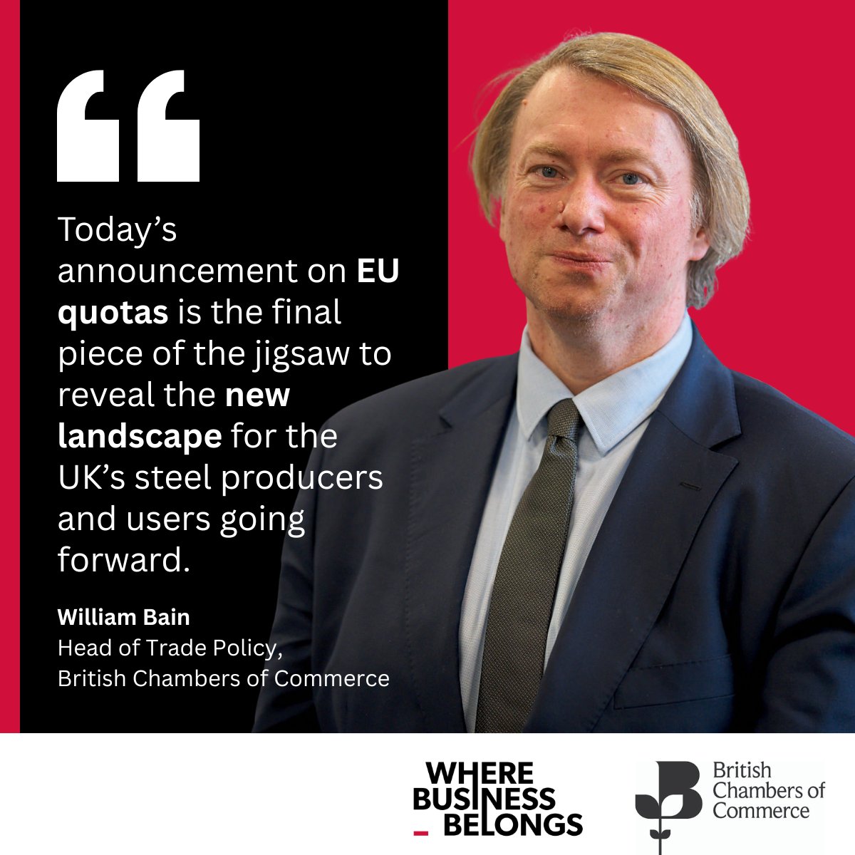 britishchambers's tweet photo. 🚨The EU has today announced the tariff-free quotas available to UK steel exporters. This was the final decision to set the new trading landscape for both the UK's producers and users. 

Read @William_Bain's assessment of what it all means. 👇
https://t.co/IynbRK74Qn https://t.co/L2y4IjmUKc