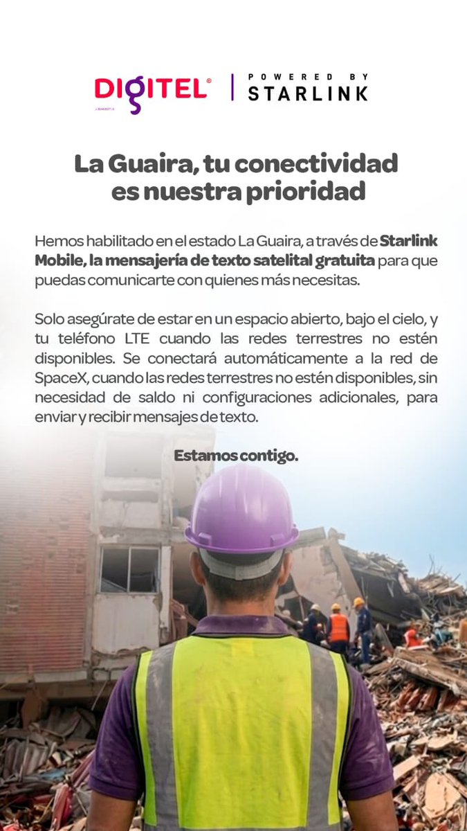 dereckblanco's tweet photo. ÚLTIMO MINUTO Digitel trabajará con Starlink para facilitar comunicaciones https://t.co/2myxxw9QAr