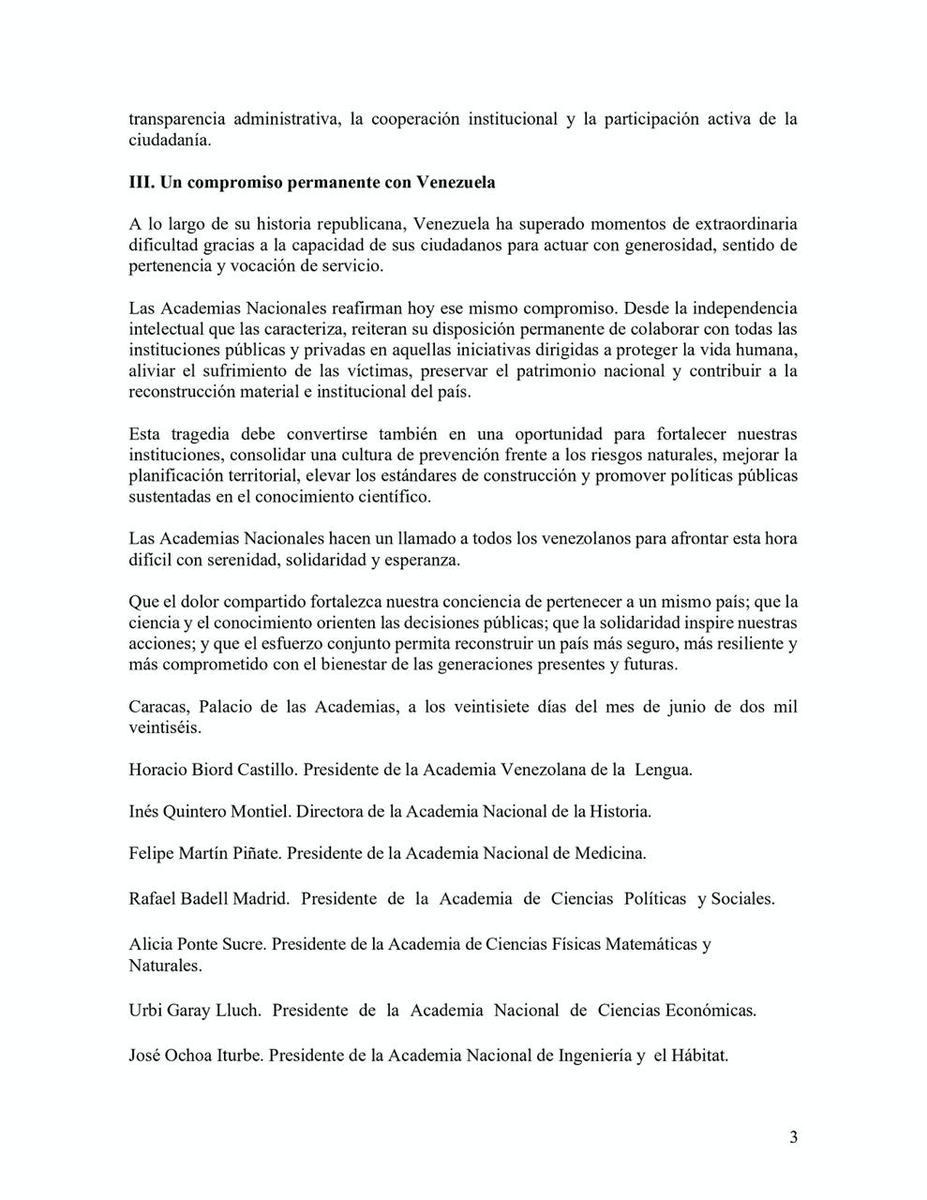 AVeLengua's tweet photo. #29Jun Las Academias Nacionales de Venezuela expresan su posición ante la grave emergencia ocasionada por el terremoto que ha afectado al país y ofrecen las capacidades técnicas, científicas y profesionales de sus integrantes. https://t.co/8xwz8MkQ0Z