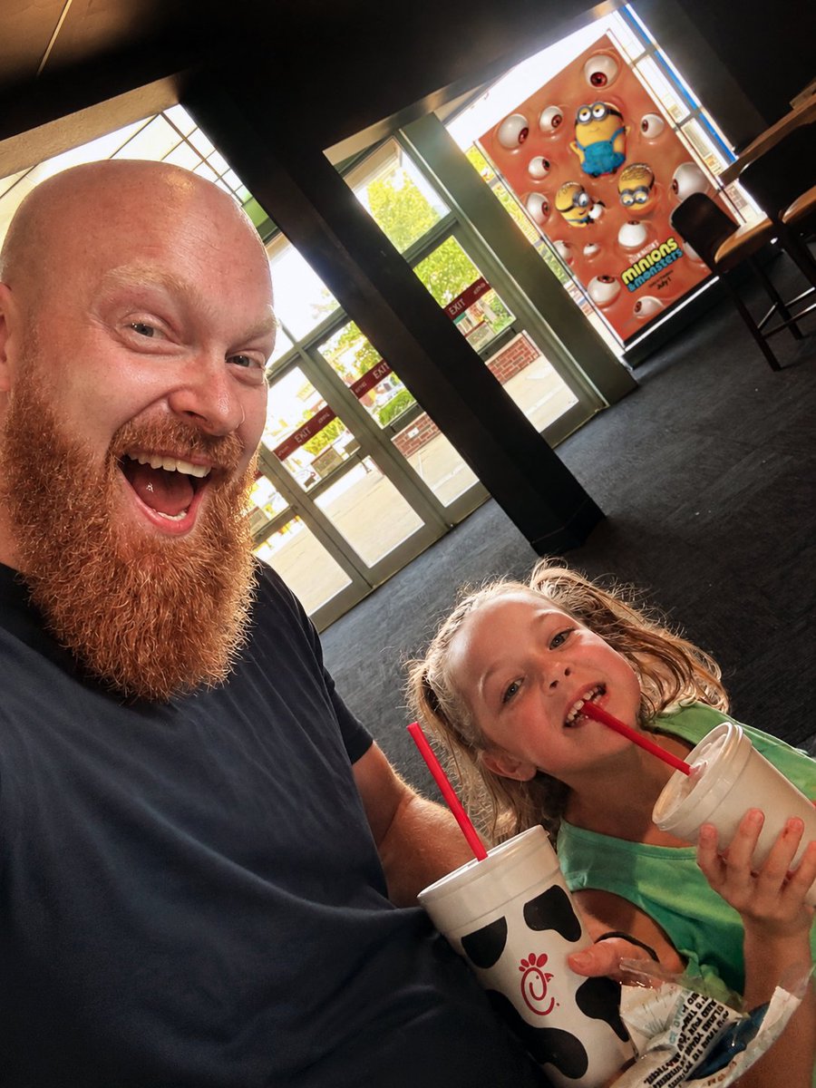 TCMooney's tweet photo. Took Lynlee to the movies to see “@Minions &amp; Monsters” and had our first official smuggling-snacks experience. And by snacks, I mean a full meal: @ChickfilA nuggets, sandwiches, fries… Thanks, @AMCTheatres, for looking the other way 👀 https://t.co/8EI1X1IiV4
