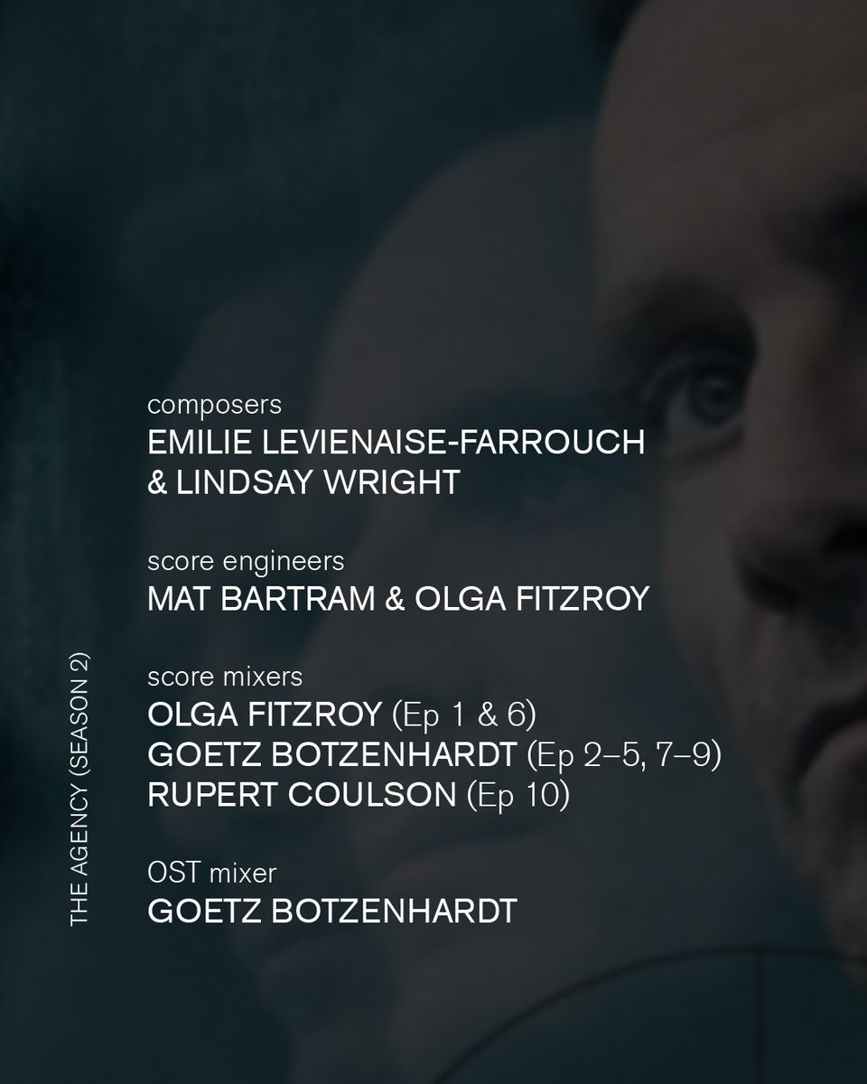 AIRstudios's tweet photo. Michael Fassbender returns as a CIA operative in Season 2 of 'The Agency'. 🌙

The  score was composed by @EmilieLF1 and Lindsay Wright, and recorded by @Brummiemat &amp; @OlgaFitzRoy. 

Episodes were mixed by @OlgaFitzRoy, @__roop__, &amp; @GoetzBotzenhar1, who also mixed the OST. https://t.co/x8YzamjtDz