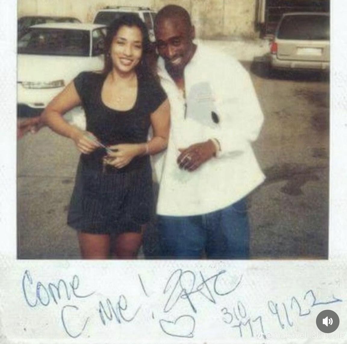 BlackMediaHub's tweet photo. Polaroid of Tupac &amp; a fan, with his number on it. https://t.co/Pz001grapF