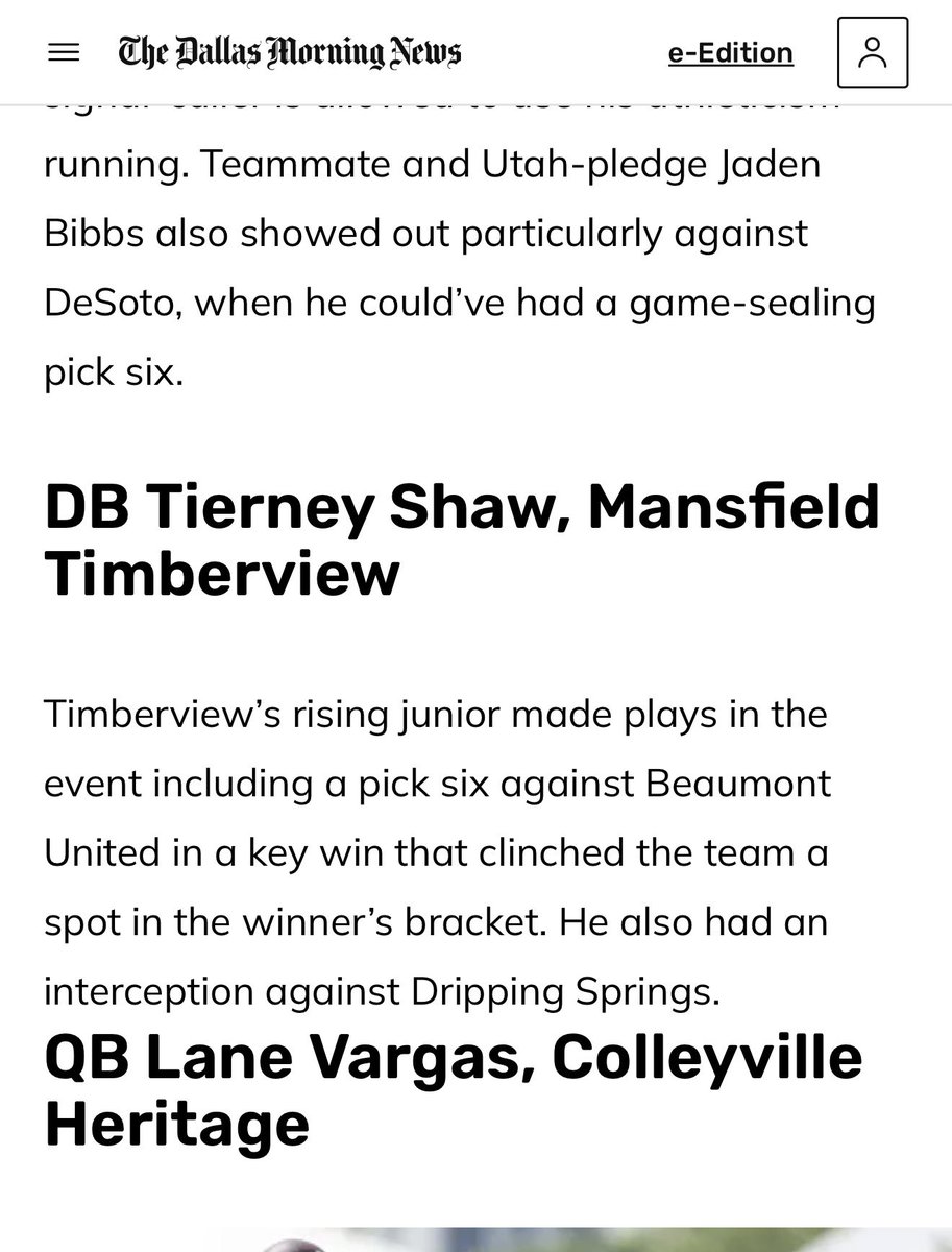 ShawTierney's tweet photo. @SportsDayHS Thanks for the recognition.. @TViewWolves a great place to call home!

Started out one of the top 6A 2028 DB at Mesquite mid-season UIL transfer to Timberview sit out rule slowed last 6 games due to Mansfield senior heavy.  

MY TIME🔒

@dctf @Matt_Stepp817 @GPowersScout @CoachLoy_ @JColemanFB 
 @Matt_Stepp817 @DMNGregRiddle @SkysTheLimitWR  @Tre_LandoTFL   @PrepRedzoneTX @TFloss32   @kallingplays @coachpwashwins @BuzzSportsTX @ShawTrinity22 @ShawTierney @CoachTreLamb9 @MasonBehiel @BJJohnson__ @Thamannjr @coachjordan03 
@RickeyBrownJr3 @Marchen44  @adamgorney @RallyPreps @Tmatthews16 @coleman5elijah @MikeRoach247  @samspiegs @SWiltfong_ @malloryhartley @TomLoy247